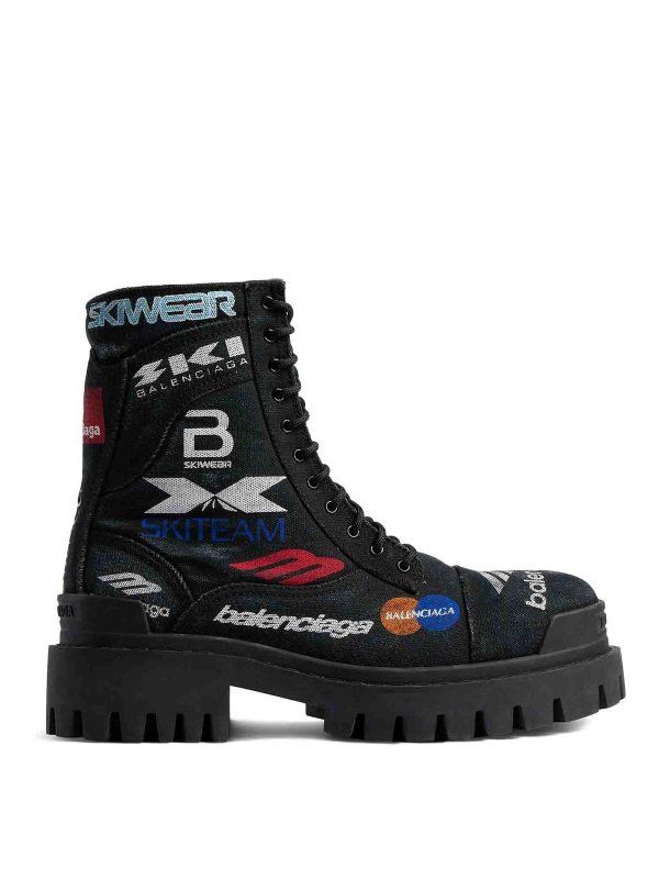 Balenciaga Men`S Strike 20Mm Patch Combat Boots In Black Size US 8 / EU 41 - 1 Thumbnail