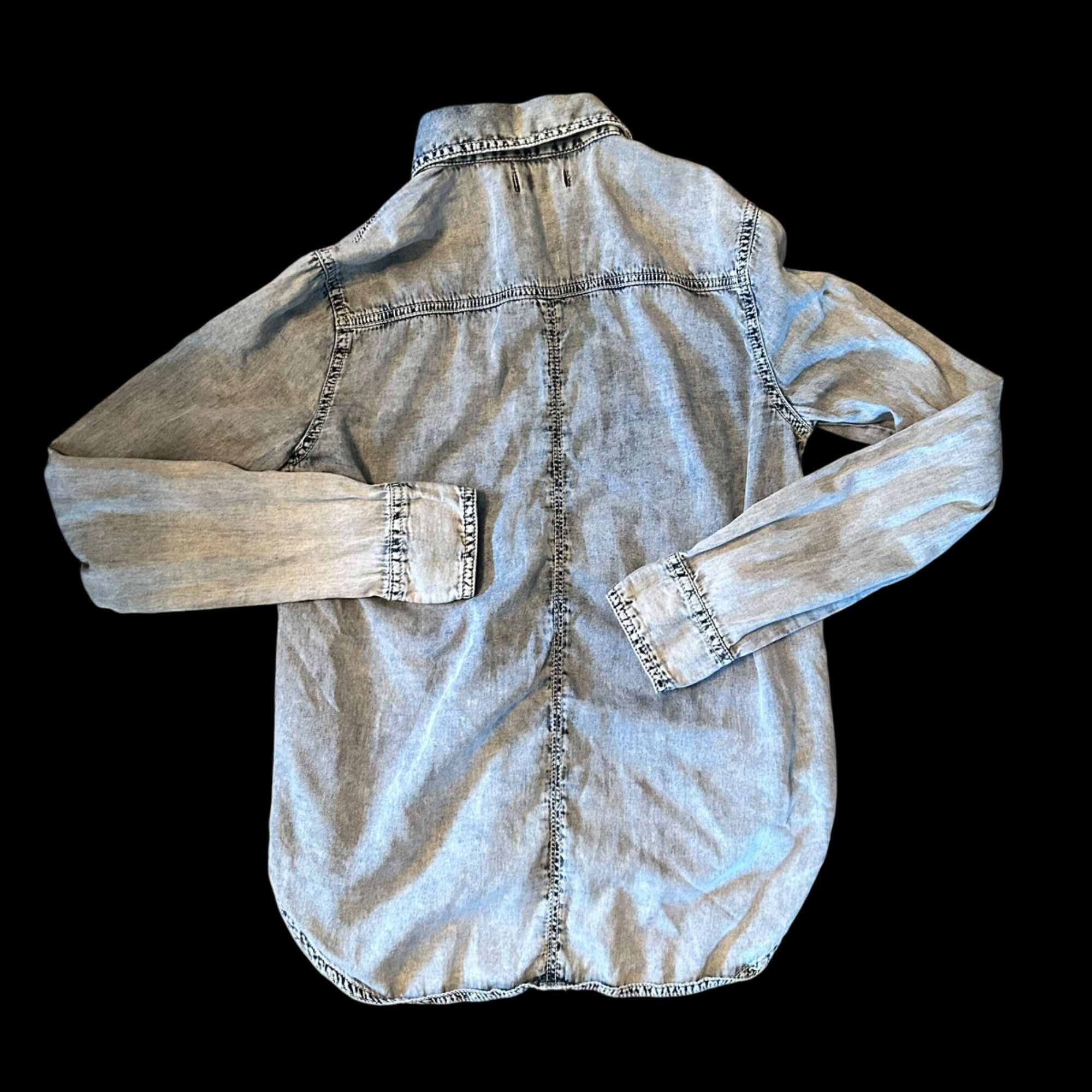 Bdg BDG Grey Burnout Lightweight Denim Shirt XS Size XS / US 0-2 / IT 36-38 - 2 Thumbnail