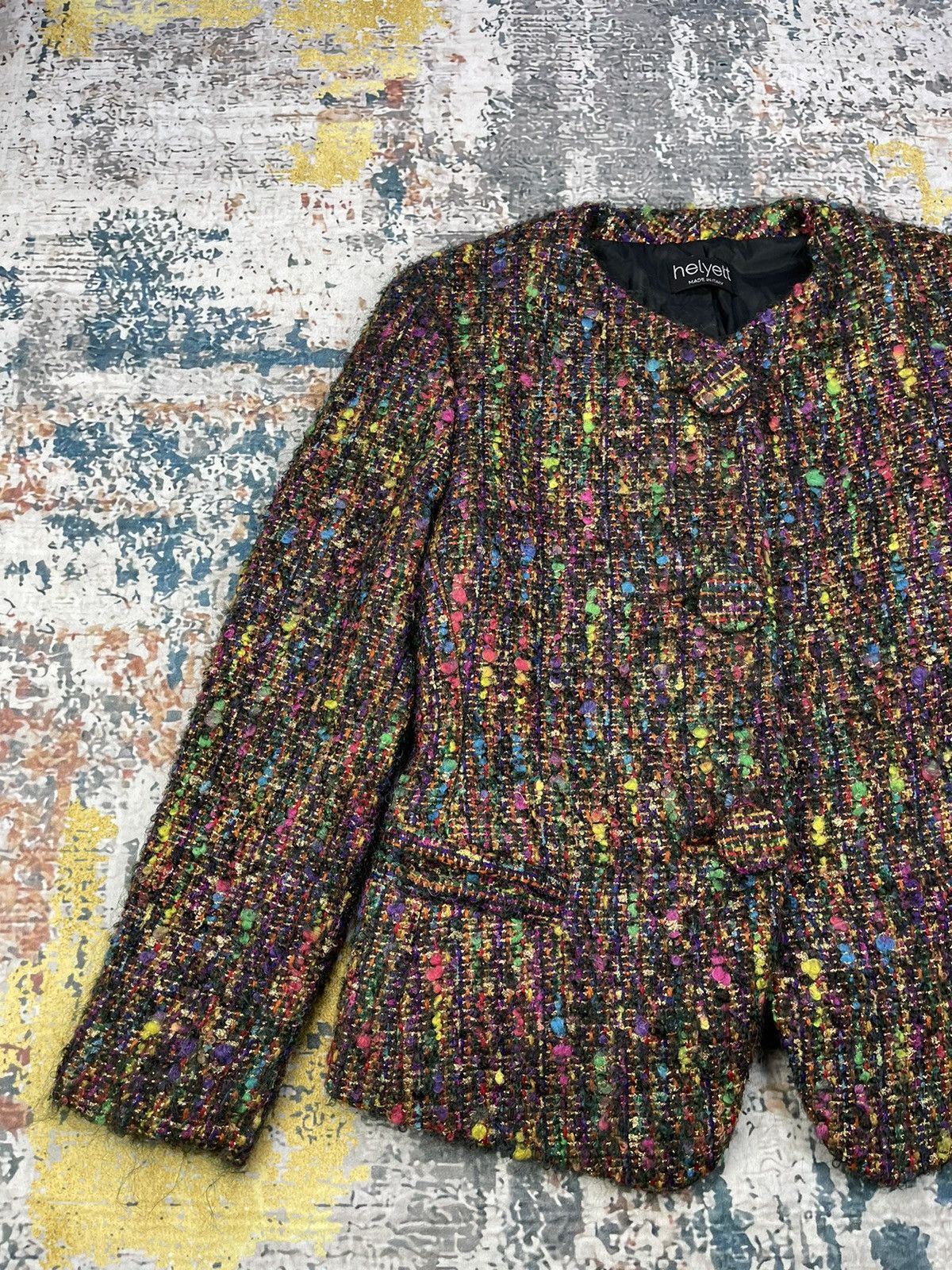 Japanese Brand Helyett Italy Basile Zingya Tweed Blazer Jacket Size M / US 6-8 / IT 42-44 - 4 Thumbnail