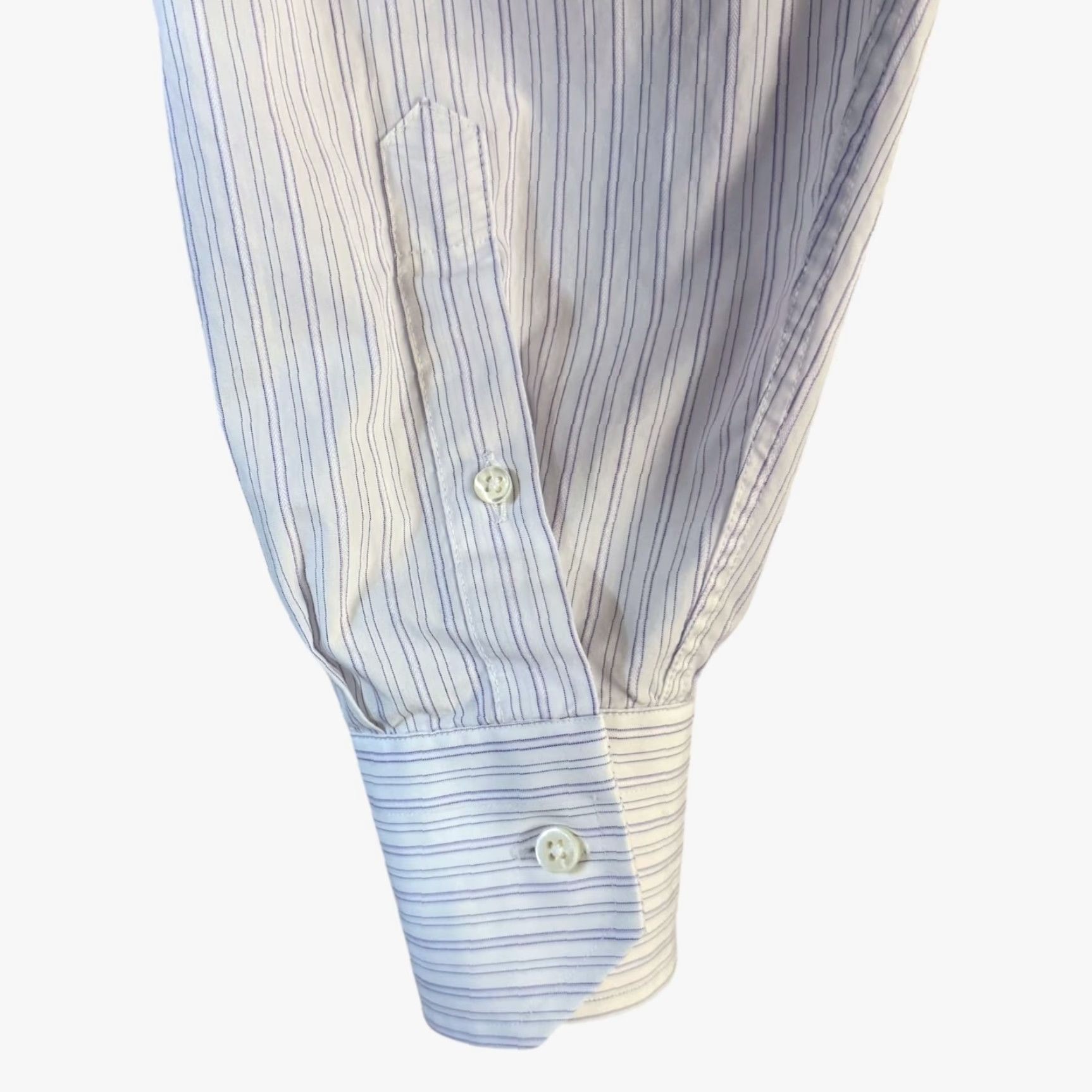 Canali VINTAGE Canali Striped Dress Shirt White Men's XL 100% Cotton Business Formal Modern Size 46R - 7 Thumbnail