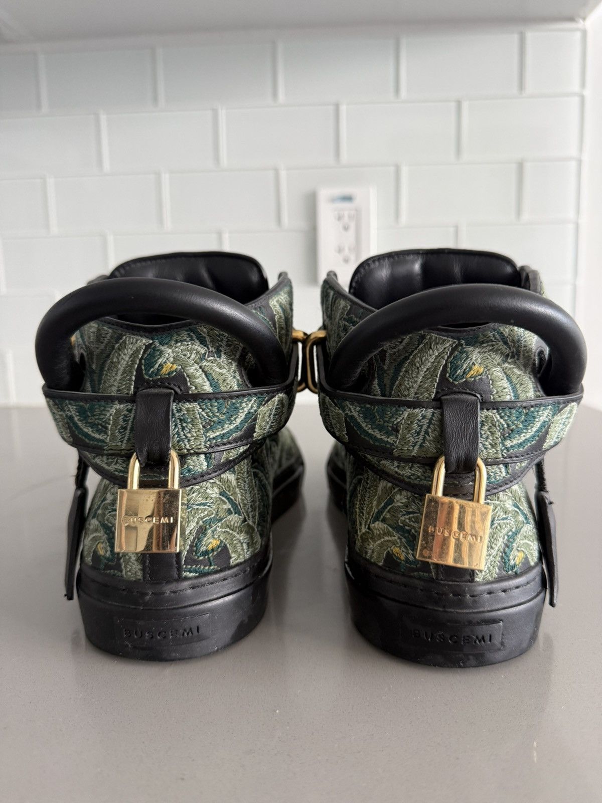 Buscemi Buscemi 100MM High Top Sneakers Green Brocade EU 40 Size US 8 / EU 41 - 3 Thumbnail
