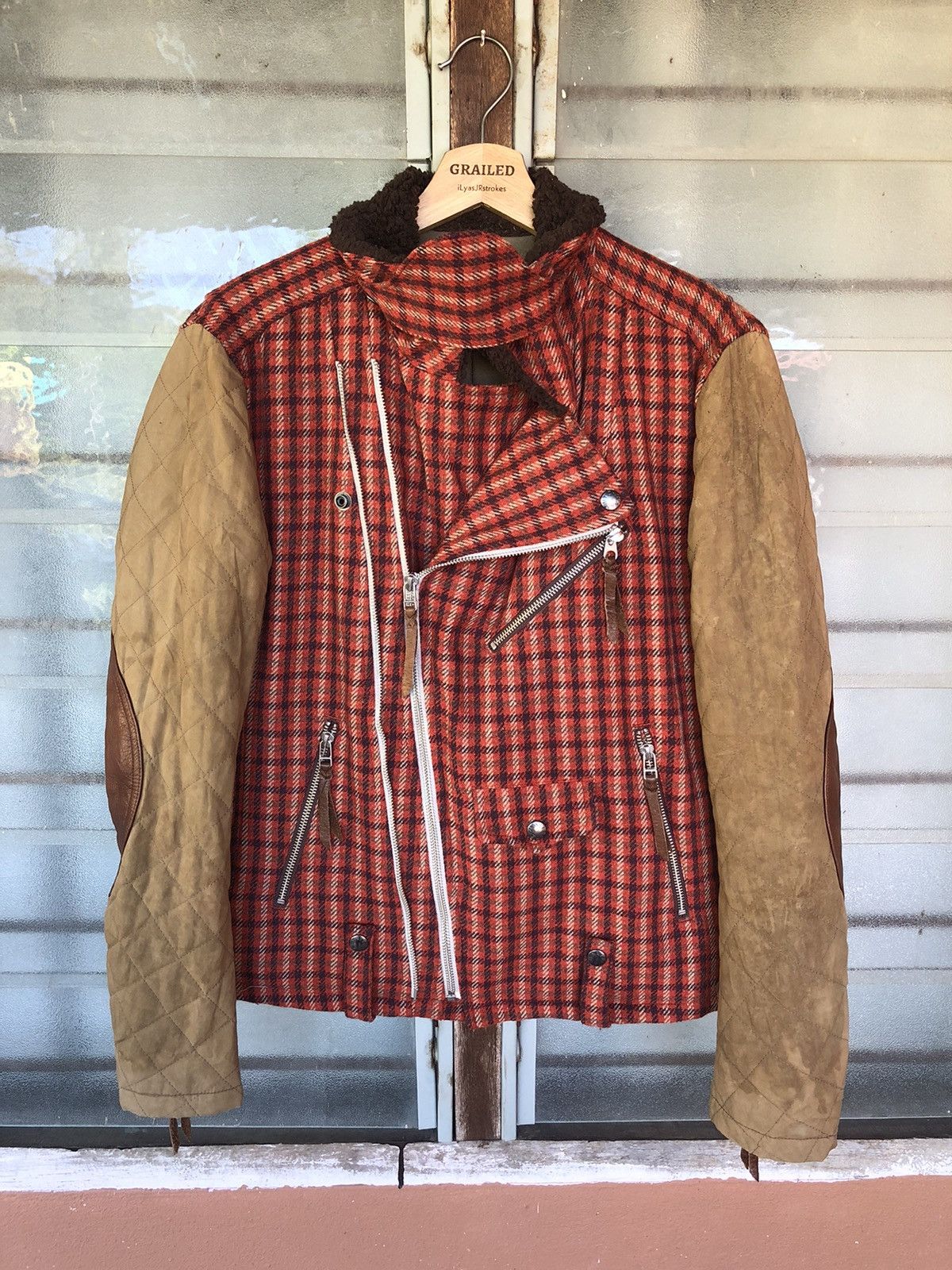 Vintage Max Fritz Wool + Leather Double Collar Jacket