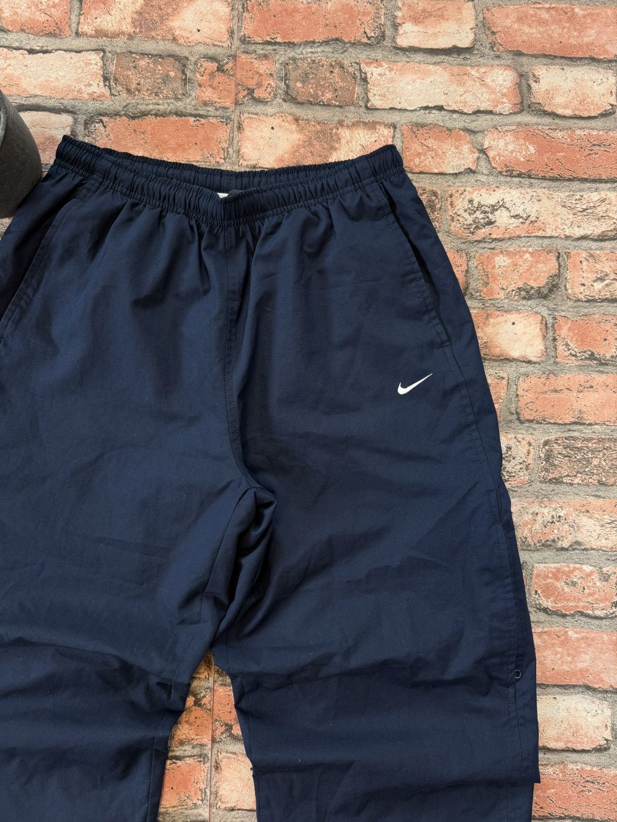 Nike × Vintage 90’s NIKE RARE SWOOSH RETRO Y2K ZIP TRACK NYLON PANTS Size US 32 / EU 48 - 2 Thumbnail