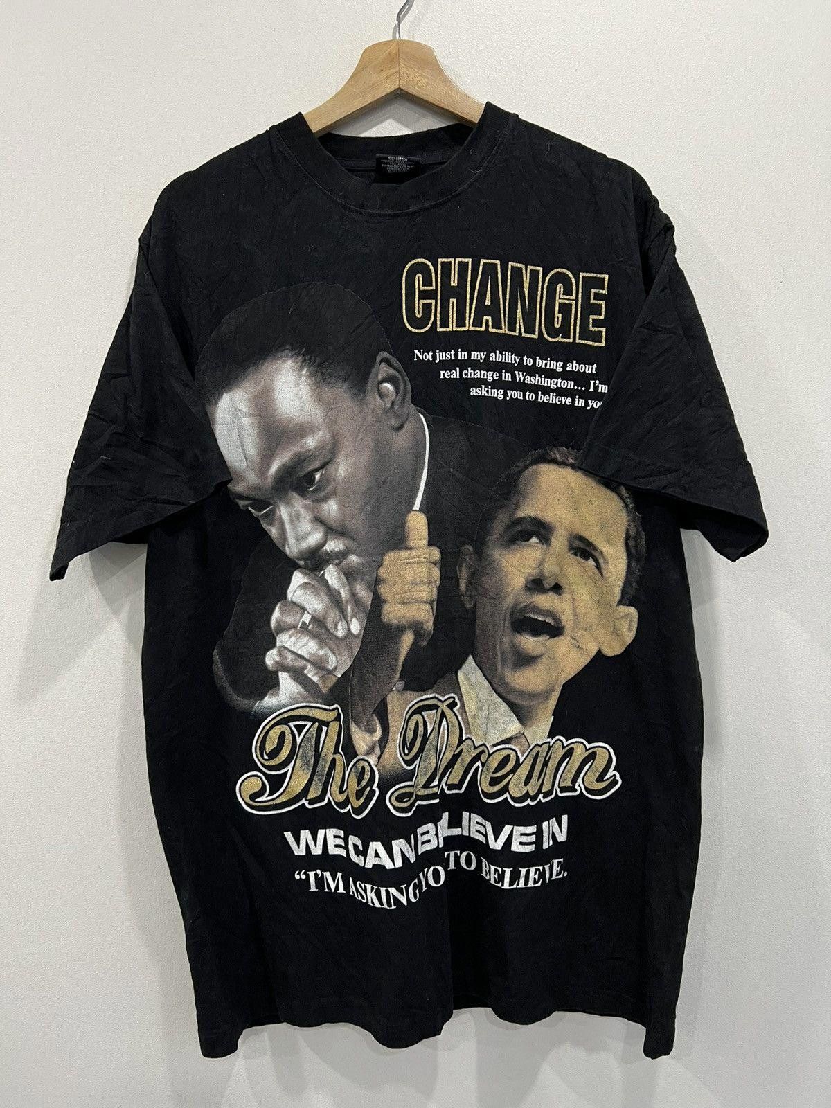Vintage Martin Luther and Obama Y2K Change Dream Tee Shirt president Size US XL / EU 56 / 4 - 1 Thumbnail