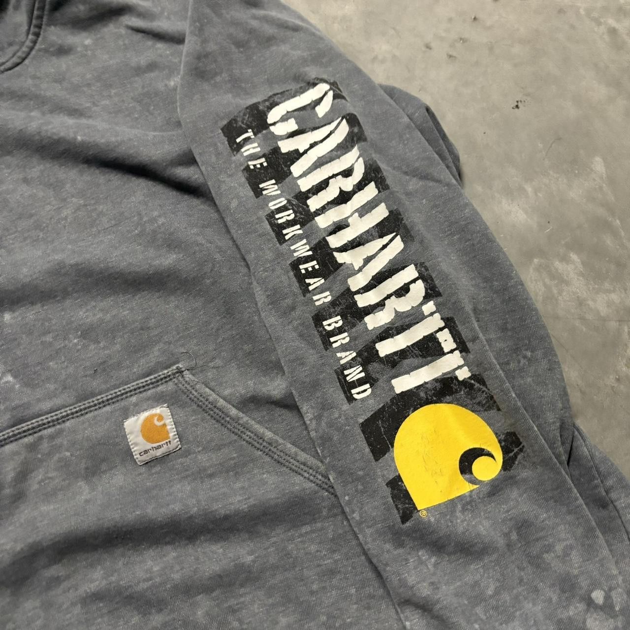 Carhartt × Vintage Crazy Vintage Y2K/2000s Faded Grey Carhartt Workwear Essential Hoodie! Size US XXL / EU 58 / 5 - 5 Thumbnail