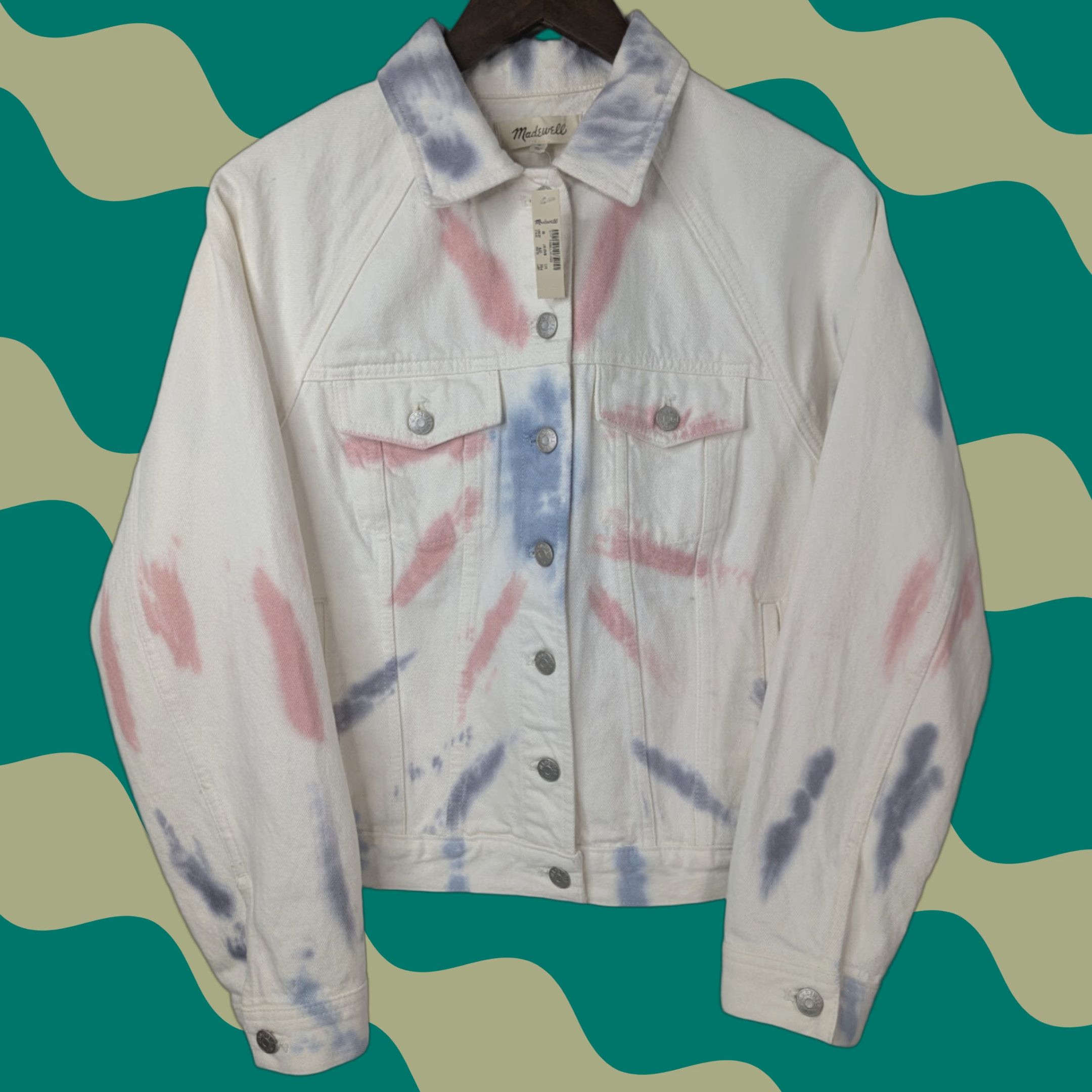 Madewell VINTAGE Madewell The Raglan Oversized Jean Jacket Sunrise Tiedye Edition Medium AI161 Size 32" / US 10 / IT 46 - 1 Thumbnail
