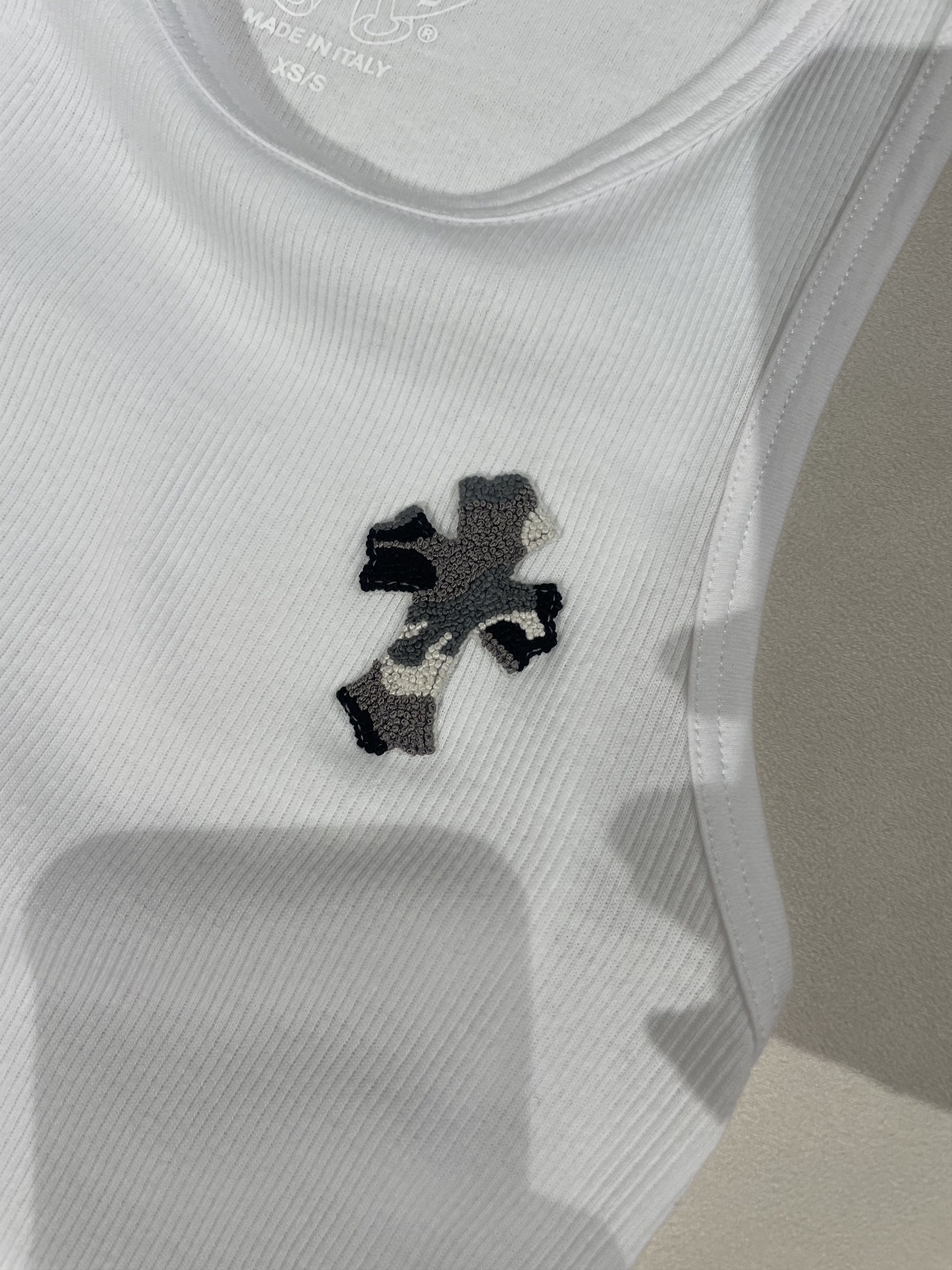 Chrome Hearts Chrome Hearts Camouflage Beaded Cross Patch White Tank Top Size S / US 4 / IT 40 - 5 Thumbnail