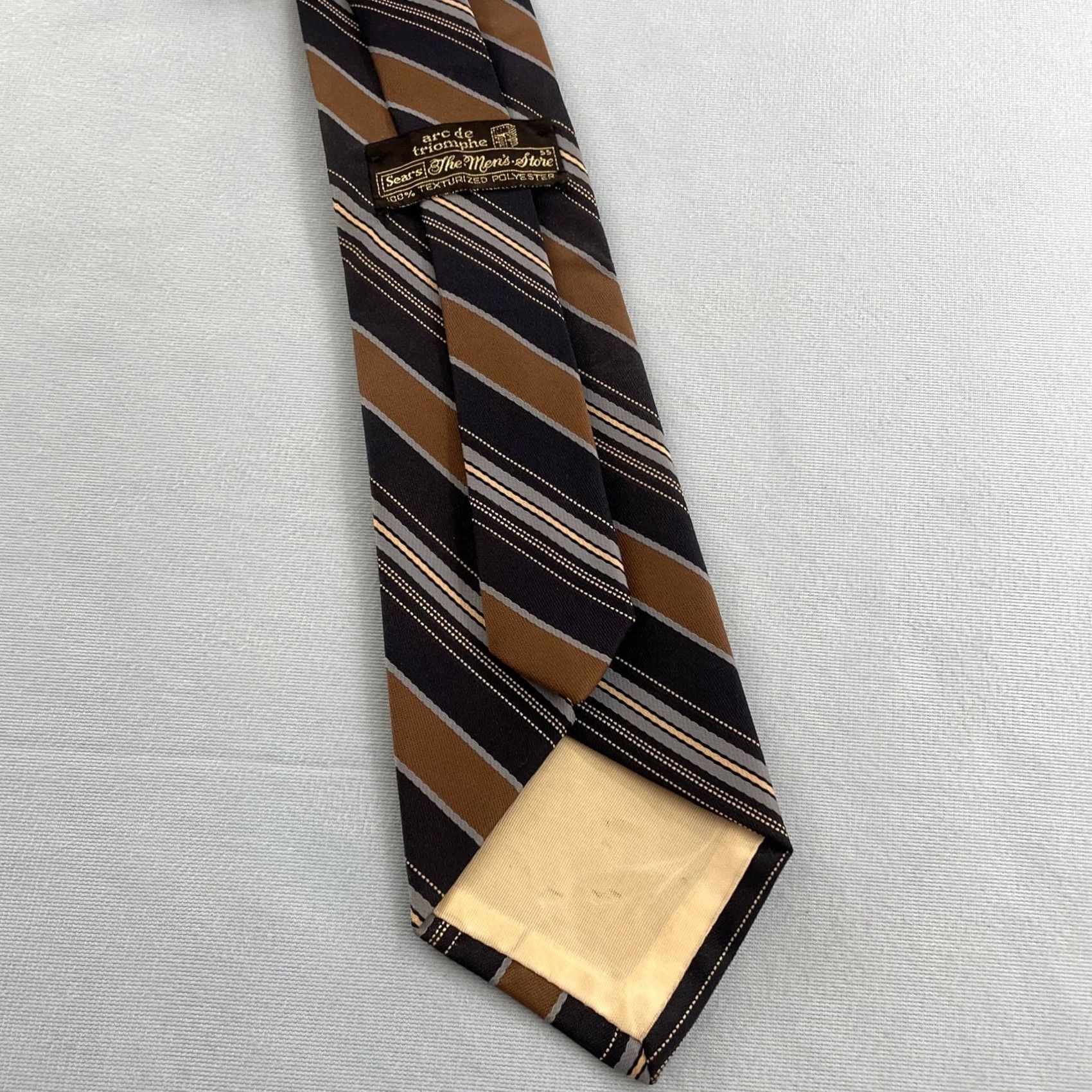 Sears Sears Repp Tie vtg 60s Men's Store Texturize Poly Necktie Stripe Brown Blue 3x55 Capsule Necktie Size ONE SIZE - 7 Thumbnail