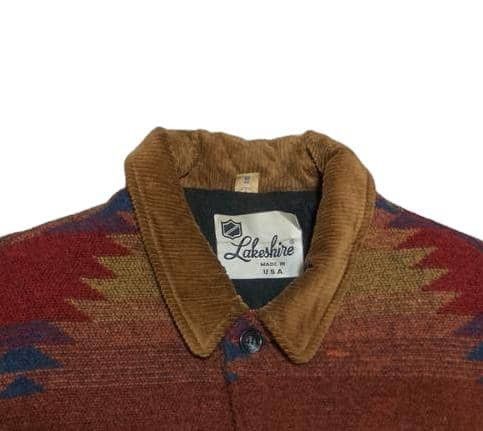 Vintage 80s Lakeshire Made In Usa Navajo Wool Jacket