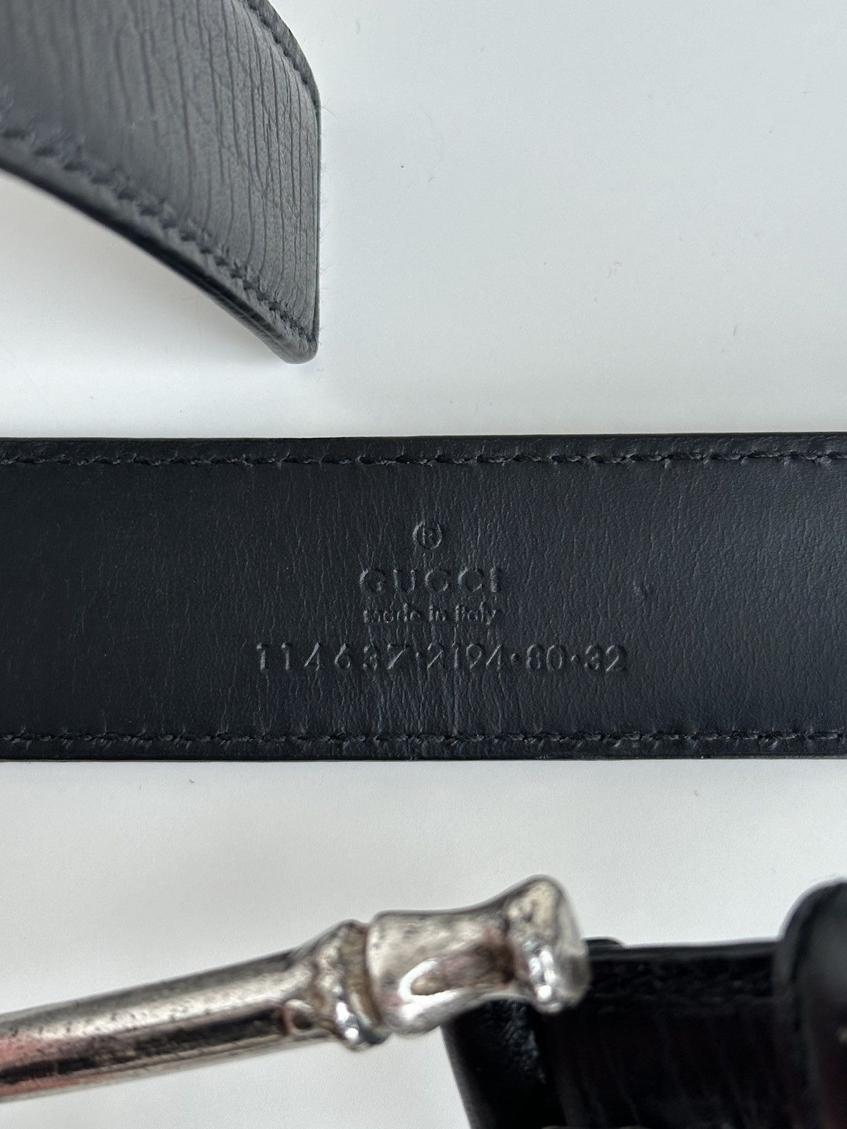Gucci Vintage Gucci Metal Bamboo Silver Buckle Leather Belt 114637 Size 28 - 12 Thumbnail