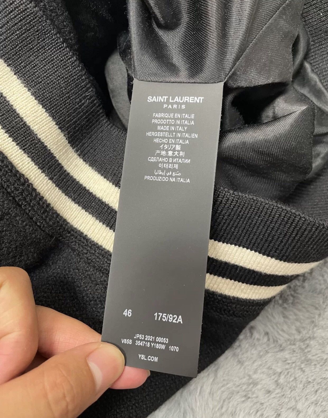 Saint laurent slp 21aw Classic Black Wool Baseball Jacket