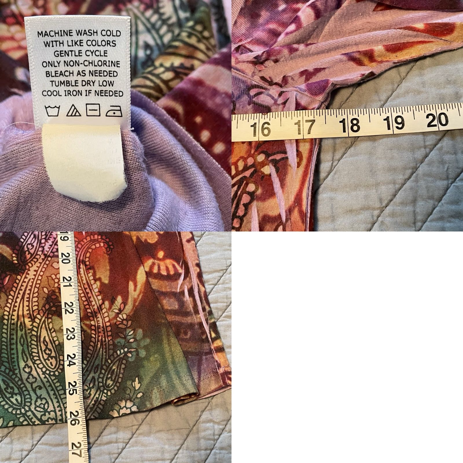 Vintage ENERGE by ONEWORLD Top Purple Boho 3/4 Sleeve V-Neck Knit Floral Embroidered Fairy Hippie Stretch M Womens Regular Size M / US 6-8 / IT 42-44 - 8 Thumbnail