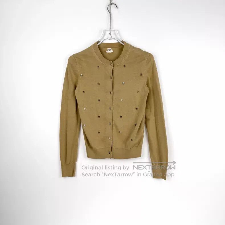 Hermes Hermes Khaki Metal Pig Nose Cardigan Size XS / US 0-2 / IT 36-38 - 3 Thumbnail