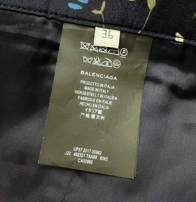 Balenciaga Balenciaga Navy Blue Floral Skirt Size 35" - 5 Thumbnail