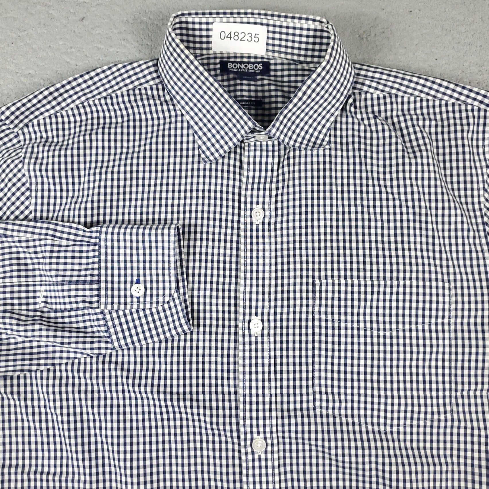 Bonobos Bonobos Dress Shirt Men Size 16 Blue Check Long Sleeve Button-Up Non-Iron Size 42R - 2 Thumbnail