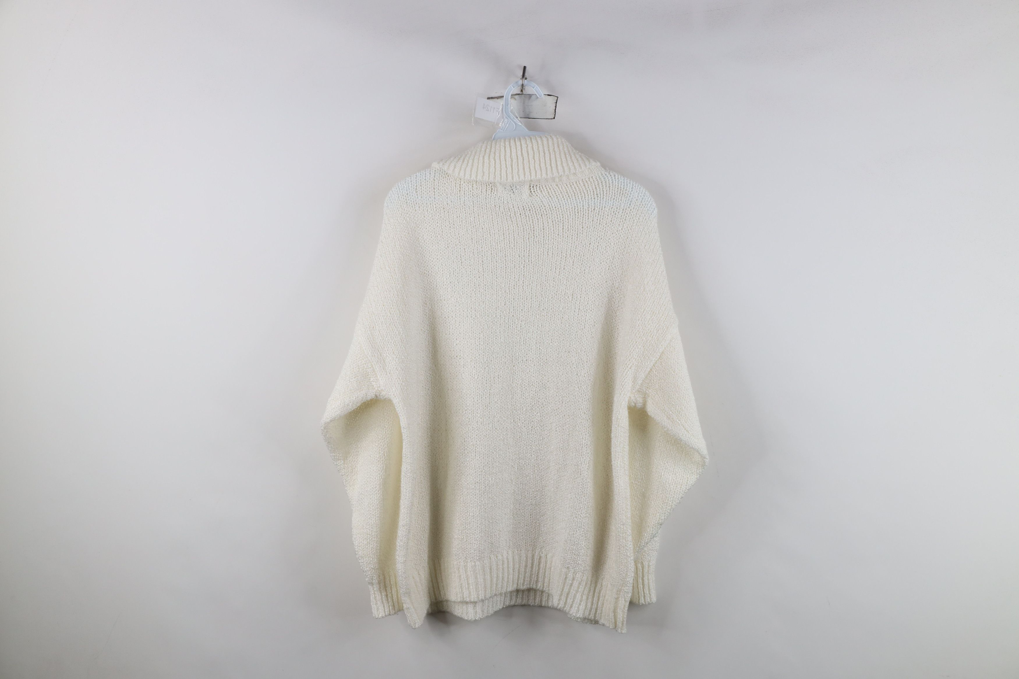 Vintage Vintage 90s Streetwear Crochet Cable Knit Collared Sweater Size L / US 10 / IT 46 - 10 Thumbnail