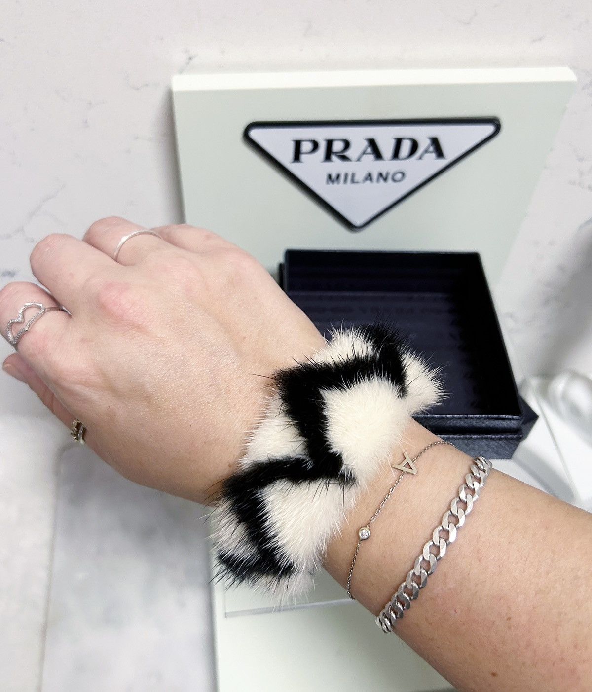 Prada Authentic Prada Rare Runway Mink Cream & Black Fur Bracelet Size ONE SIZE - 6 Thumbnail