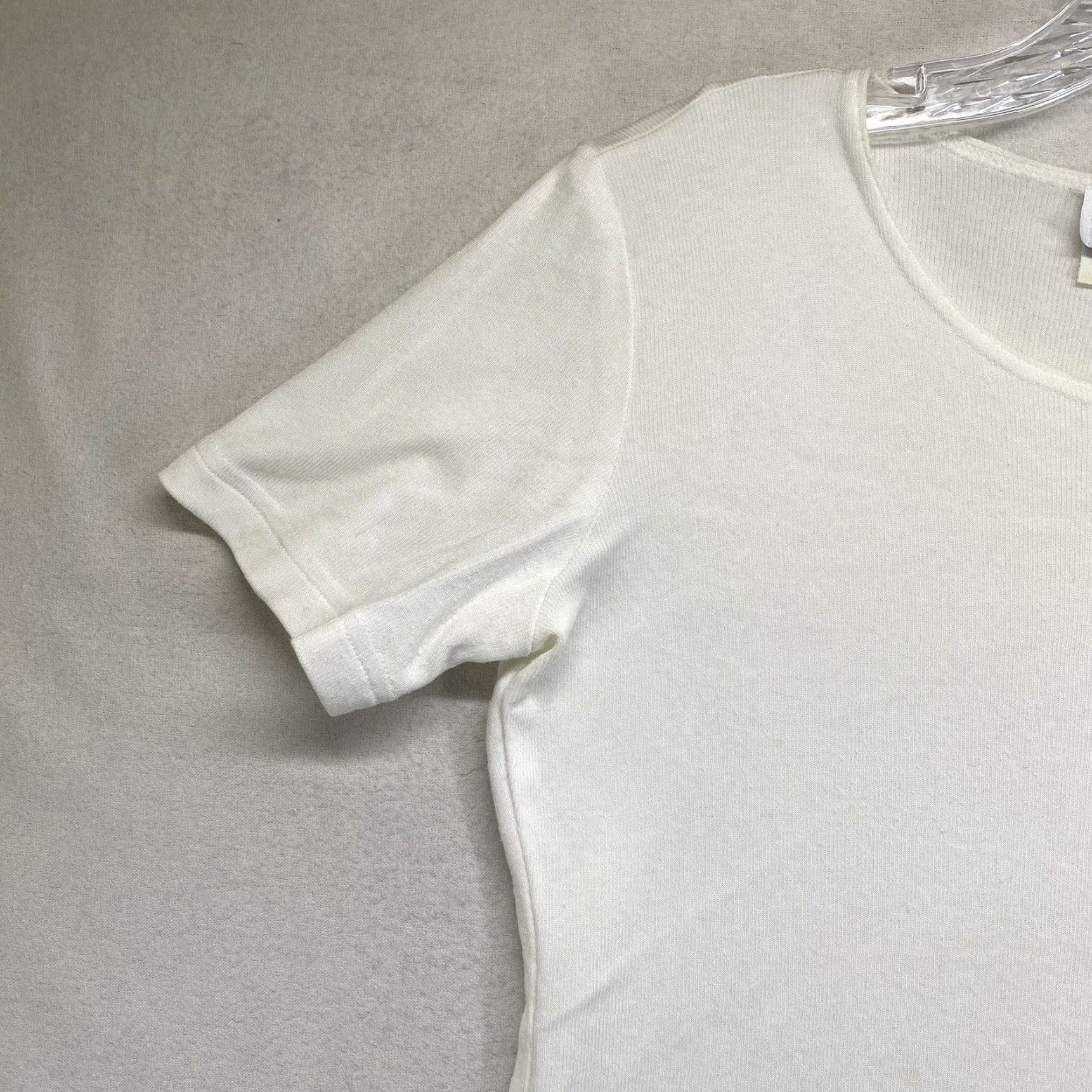 Vintage VINTAGE Clio White Blouse Petite Short Sleeve Round Neck USA 80s 90s Casual Woman Size M / US 6-8 / IT 42-44 - 5 Thumbnail