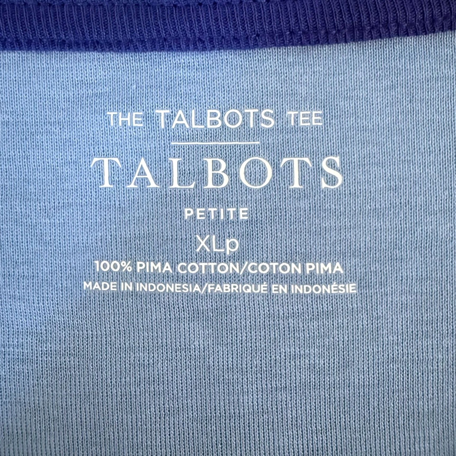 Talbots Talbots T-Shirt Short Sleeve V-Neck Blue 100% Pima Cotton Petite XL New Womens New with Tags Size XL / US 12-14 / IT 48-50 - 7 Thumbnail