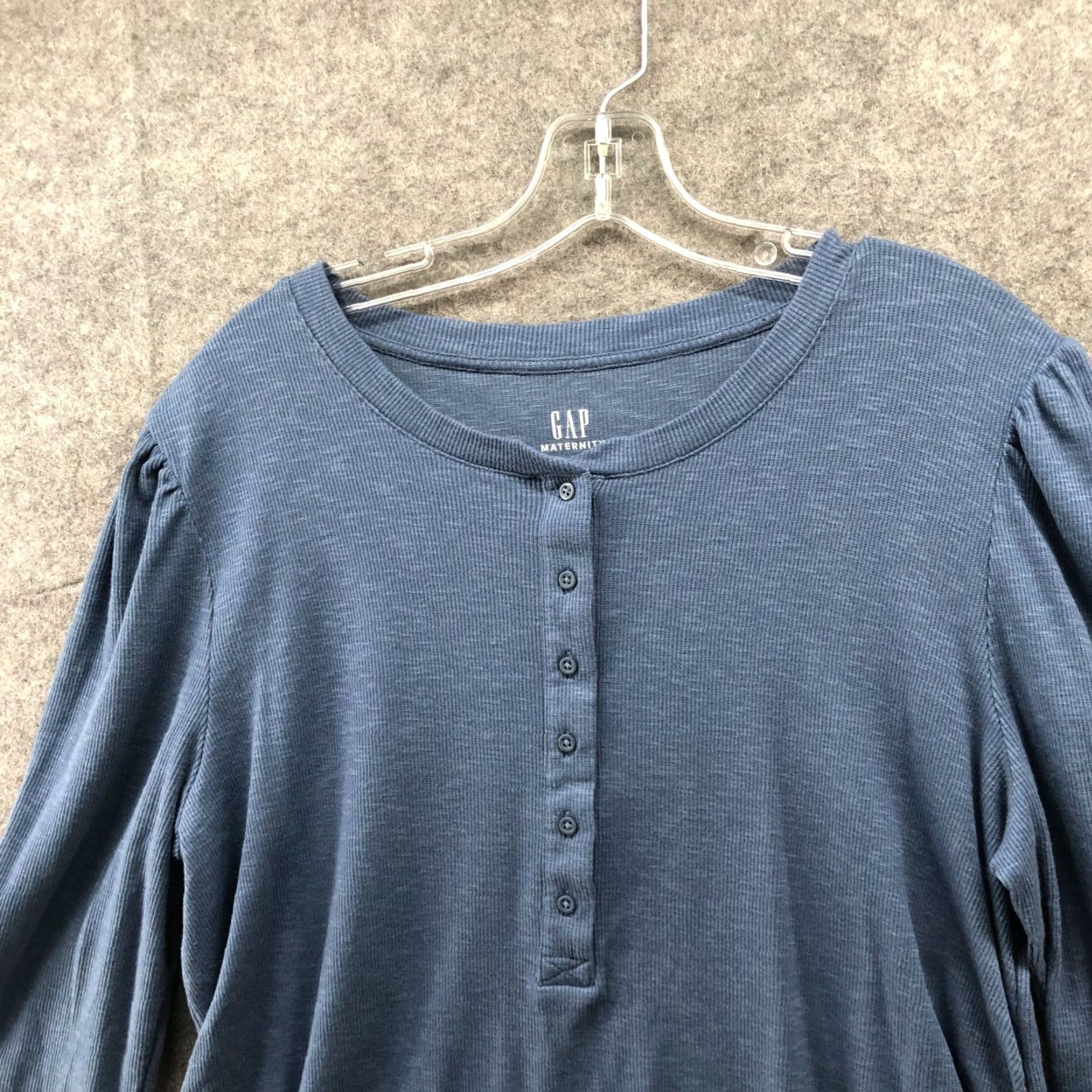 Gap Gap Maternity T Shirt Womens XL Blue Henley 3/4 Sleeve Ribbed Button Size XL / US 12-14 / IT 48-50 - 3 Thumbnail