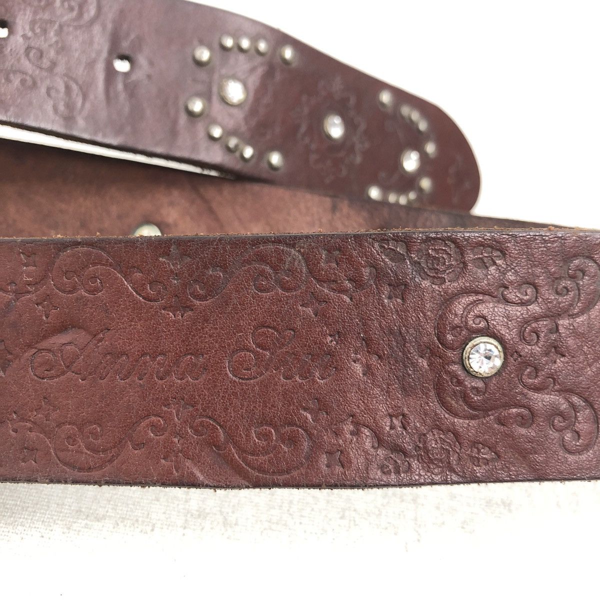 Designer × Japanese Brand × Vintage Vintage Anna Sui Brown Studded Belt Size 40 - 4 Thumbnail