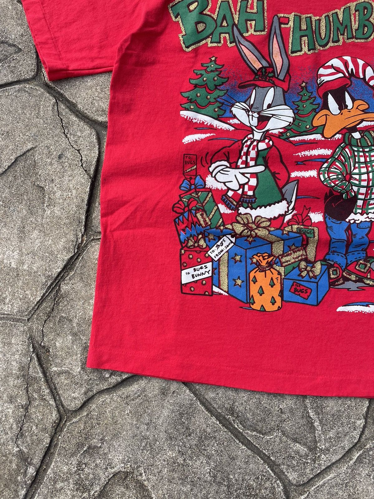 Disney × Vintage × Warner Bros Vintage 90s Looney Tunes Christmas Graphic Tshirt Size US XL / EU 56 / 4 - 2 Thumbnail