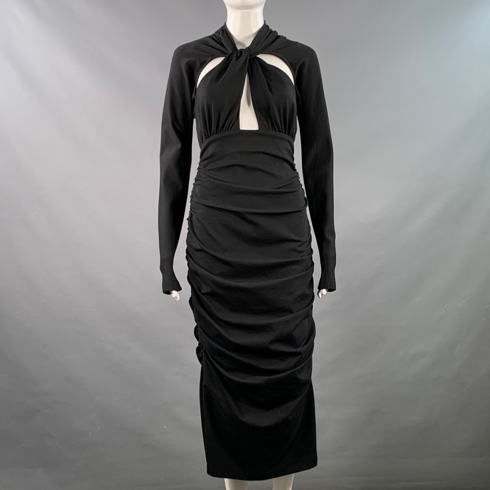 Dolce & Gabbana Black Viscose Blend Ruched Bodycon Cutout Cocktail Dress Size M / US 6-8 / IT 42-44 - 1 Thumbnail