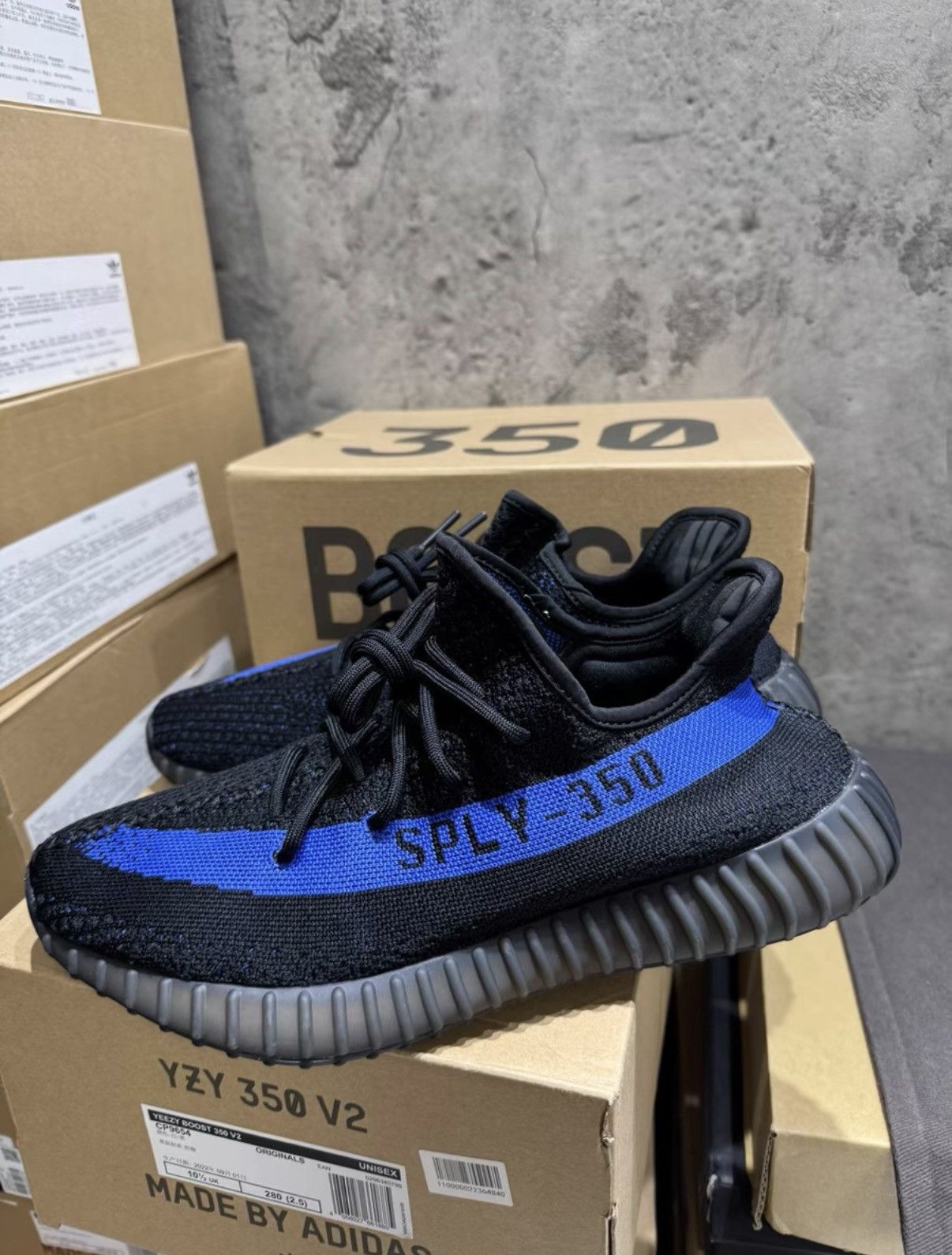 Adidas Adidas Yeezy 350 Black & Blue GY7164, Blue Stripe K37 Size US 10.5 / EU 43-44 - 1 Thumbnail