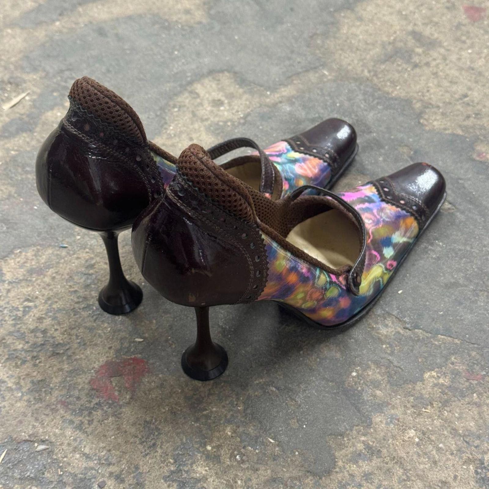 Miu Miu Archival Y2K Miu Miu Holographic Brogue Mary Jane Heels Size US 7 / IT 37 - 8 Thumbnail