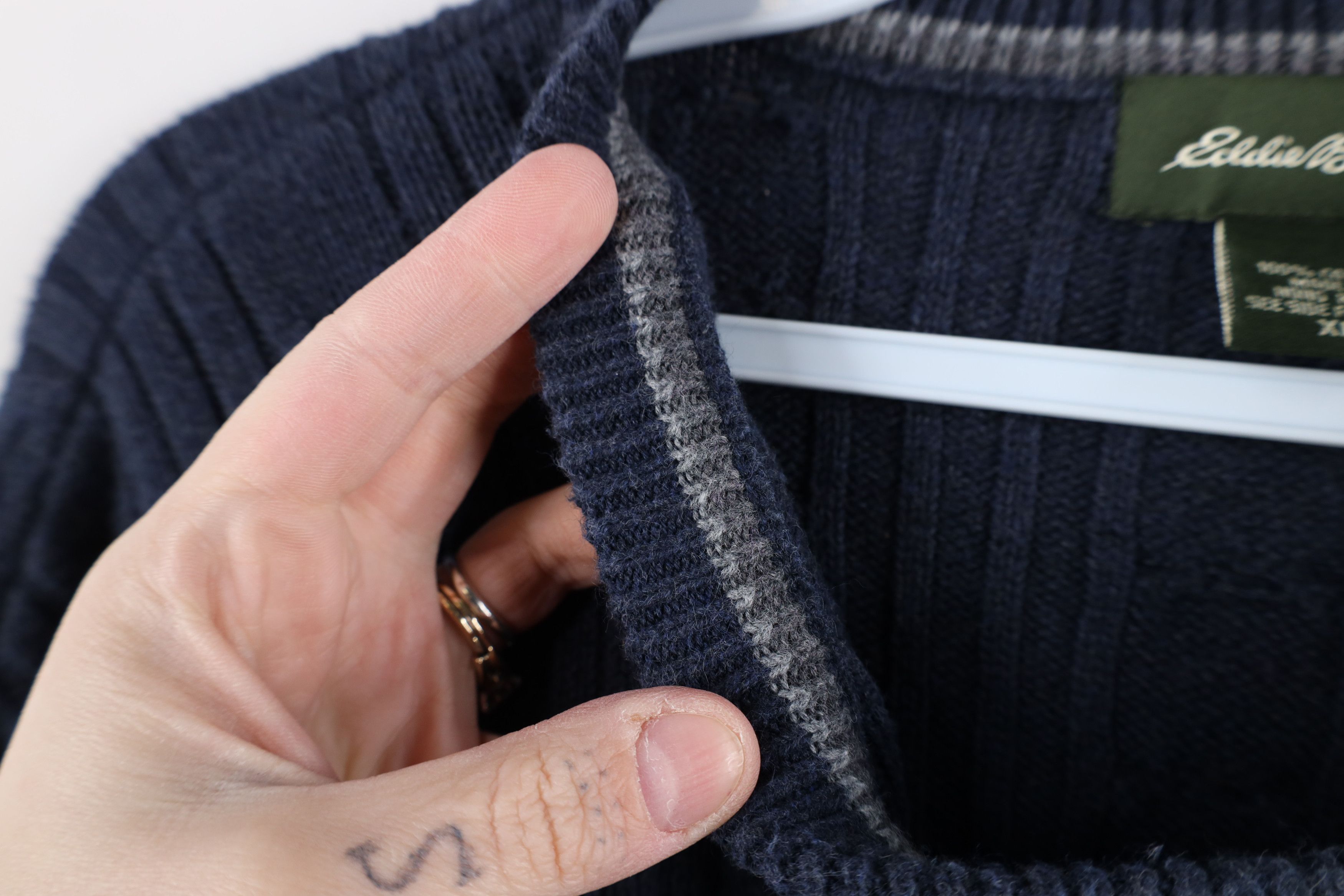 Eddie Bauer × Vintage Vintage Eddie Bauer Ribbed Knit Crewneck Sweater Cotton Size US XL / EU 56 / 4 - 5 Thumbnail