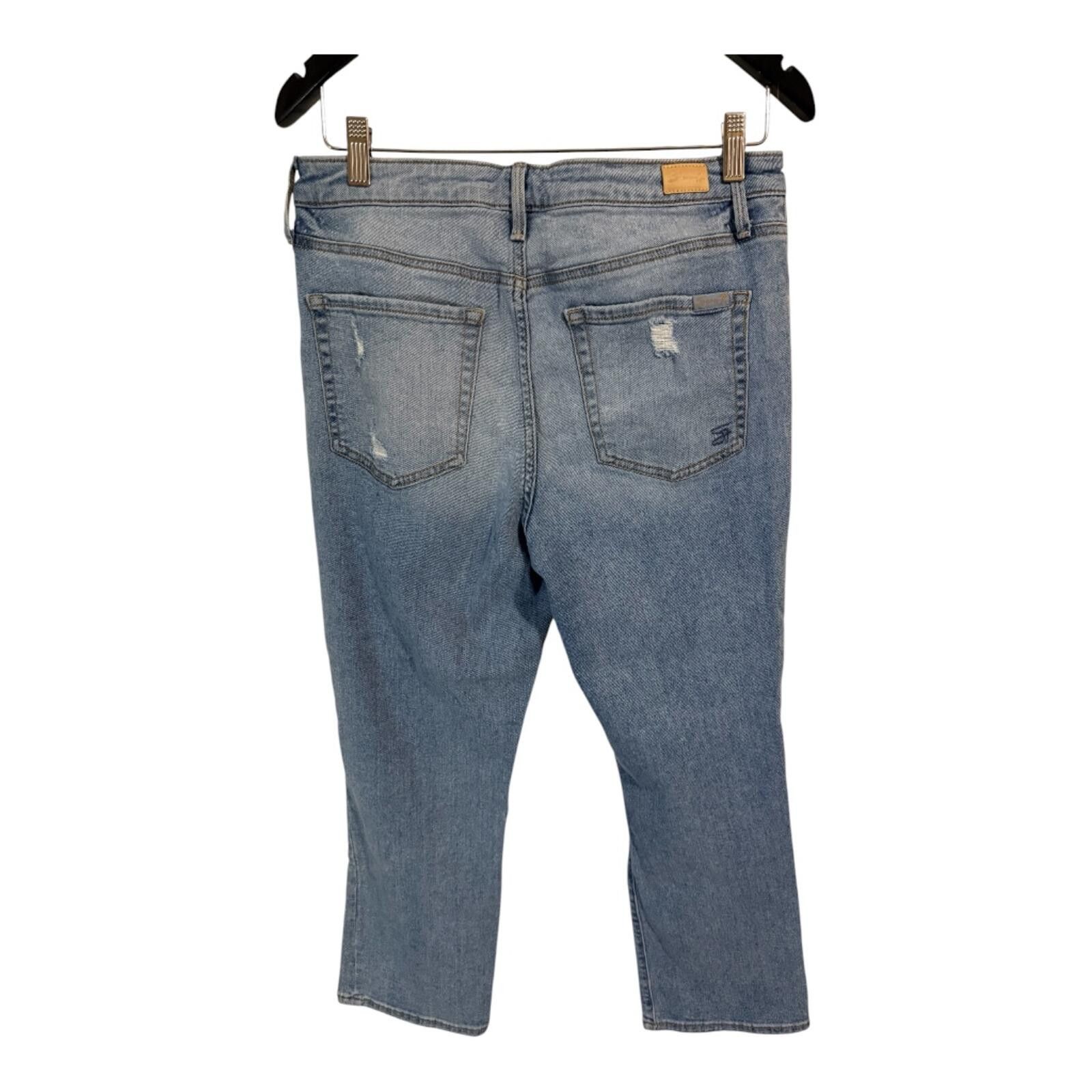 Seven 7 Seven 7 Jeans Distressed Cropped Medium Wash size 8 NWOT Size 30" / US 8 / IT 44 - 3 Thumbnail