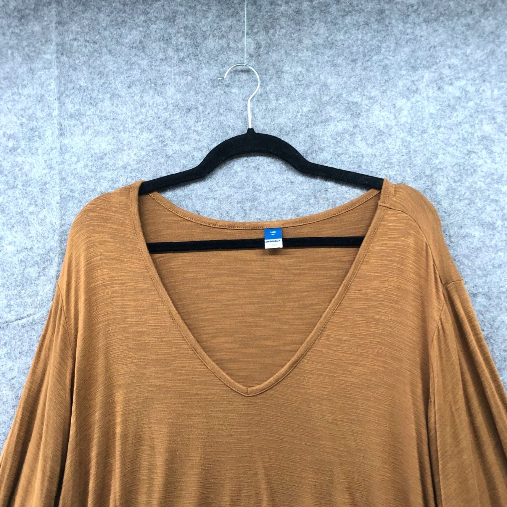 Old Navy VINTAGE Old Navy Luxe Long Sleeve T-Shirt Womens Plus 4X Brown V-Neck Jersey Knit Stretch Size XXL / US 16-18 / IT 52-54 - 3 Thumbnail