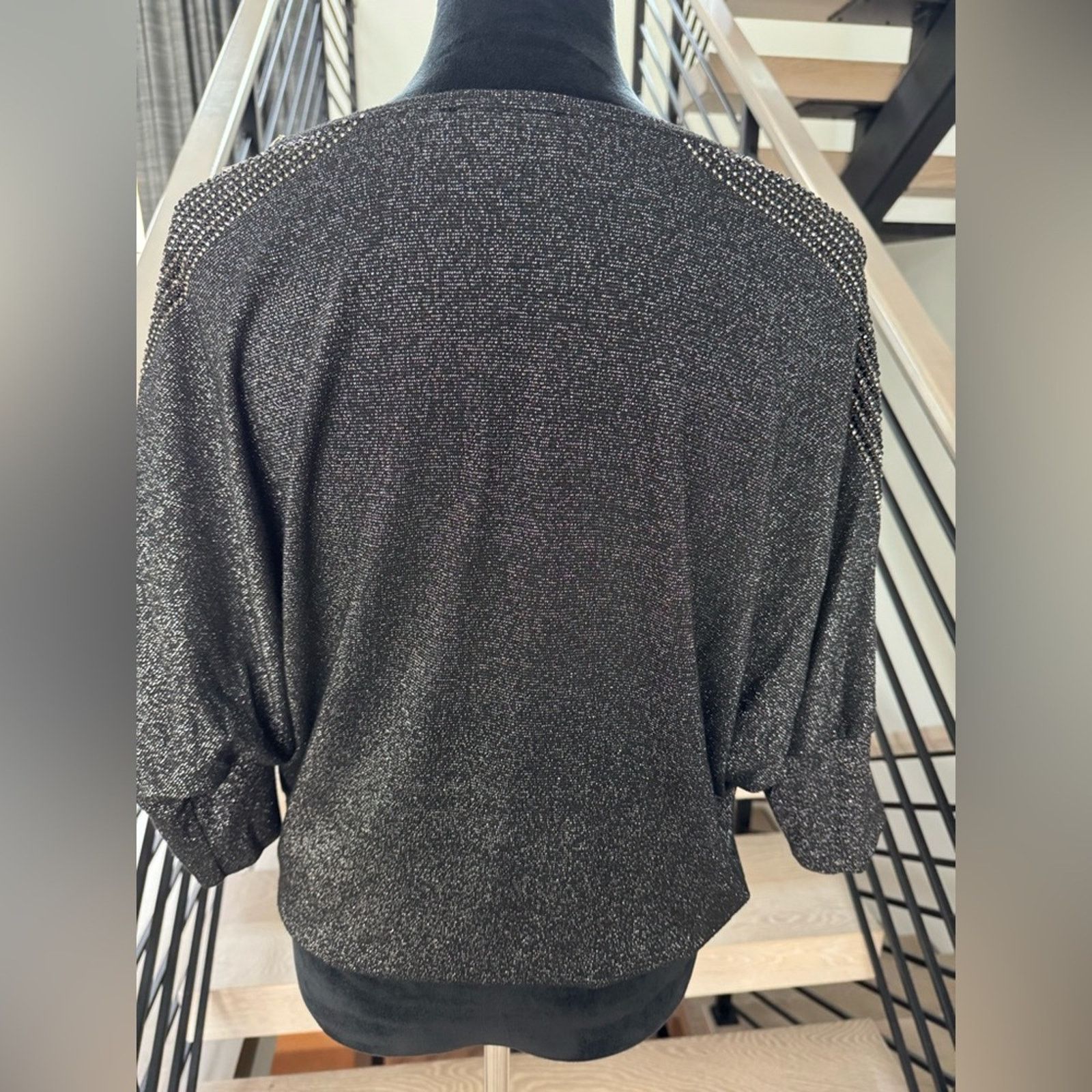 Other New Sparkling Black 3/4 Sleeve Sweater Size S / US 4 / IT 40 - 6 Thumbnail
