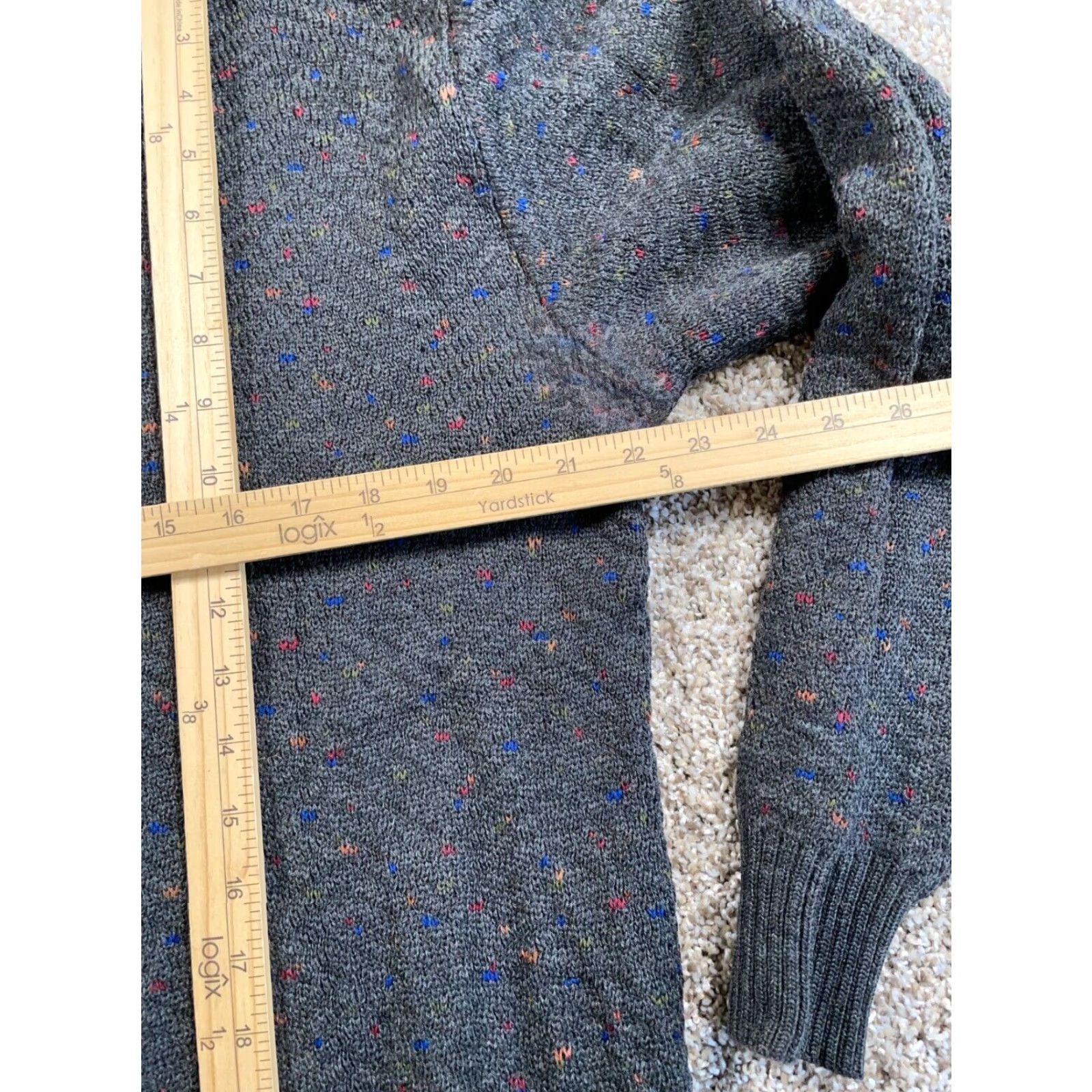 Neiman Marcus VINTAGE Neiman Marcus Donegal Wool Sweater Adult Large Gray Chunky-Knit V-Neck Long Sleeve Geometric 80s Retro Mens Size US L / EU 52-54 / 3 - 6 Thumbnail