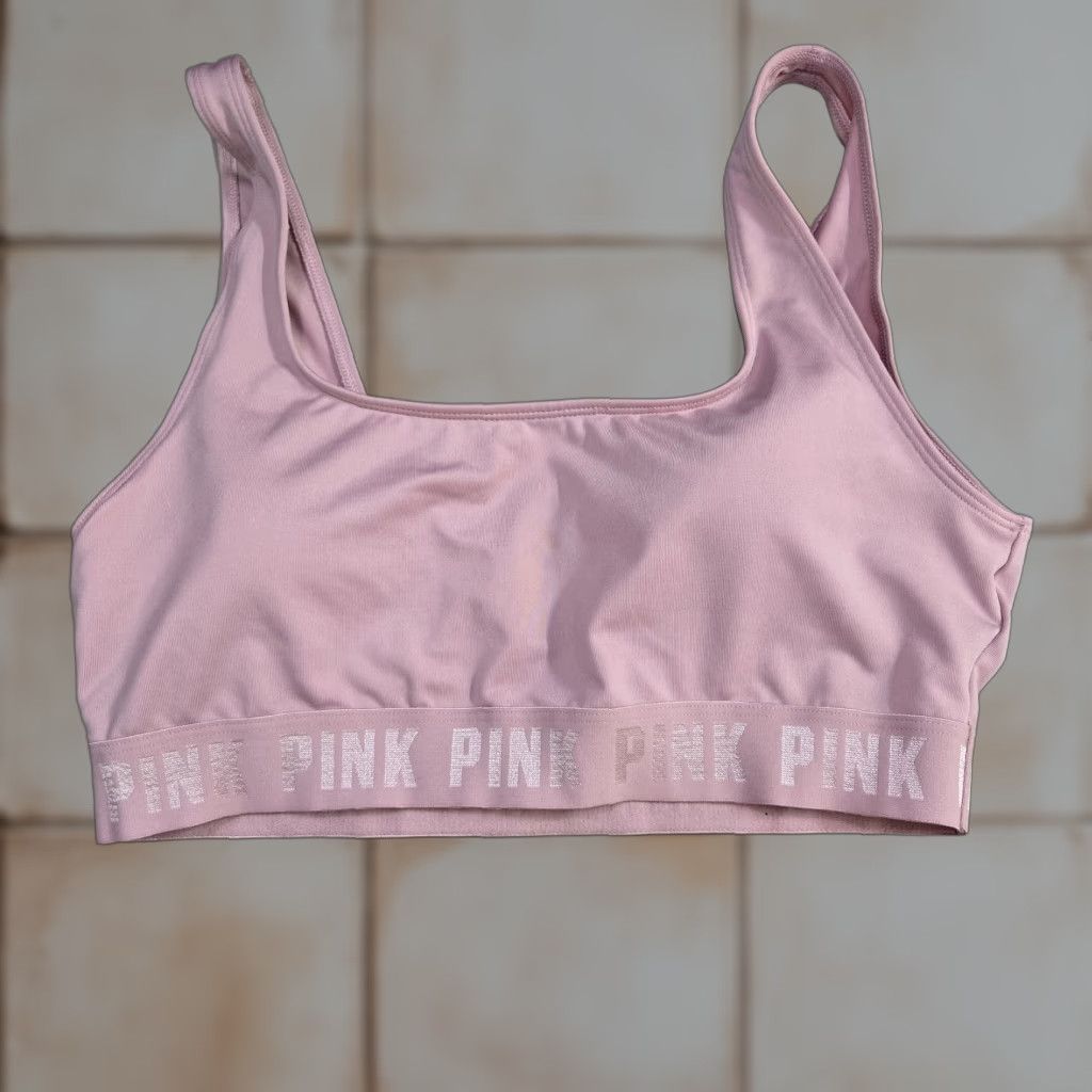 Victorias Secret Vintage Victoria's Secret Pink Sports Bra Large Pink Wireless Racerback Women
