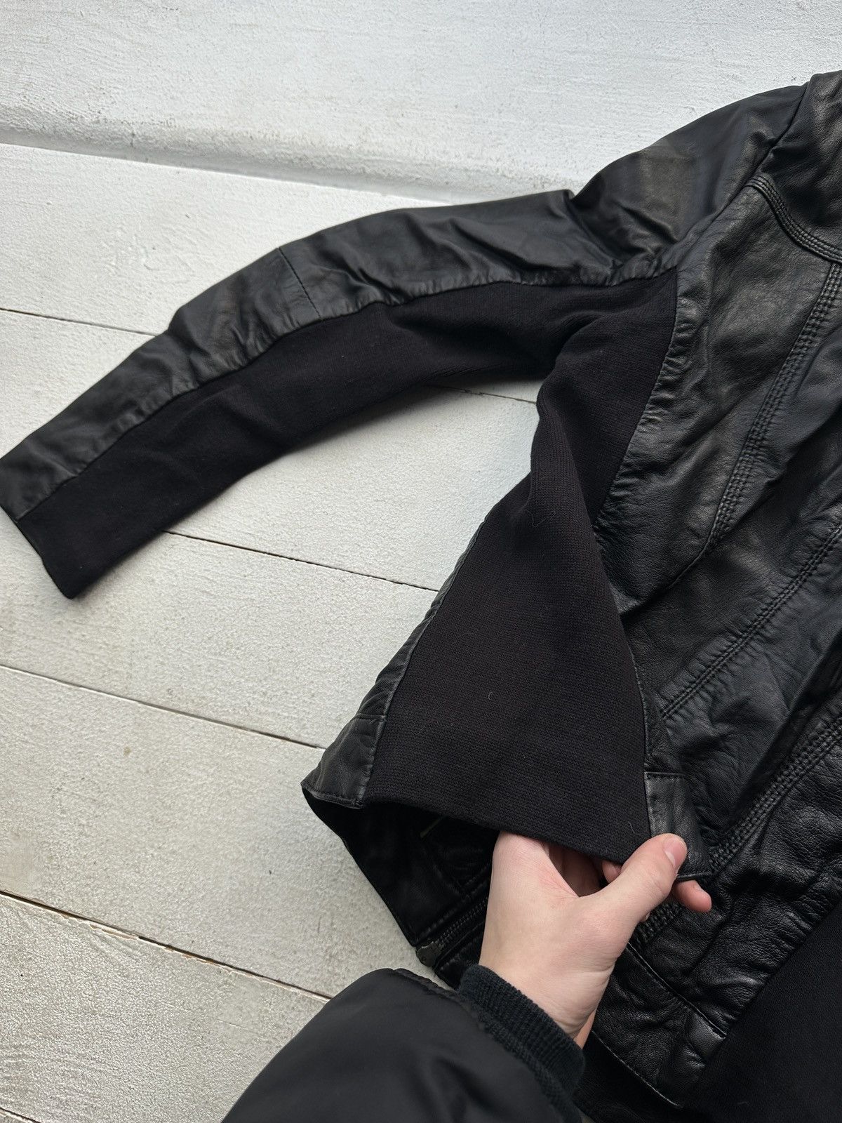 Other 🚨Y2K RICK OWENS TYPE DIRTY SLIM FIT ZIP LEATHER JACKET Size XS / US 0-2 / IT 36-38 - 11 Thumbnail