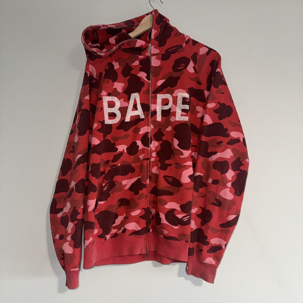 Bape OG Bape Camo zip hoodie Red (2005) | Grailed
