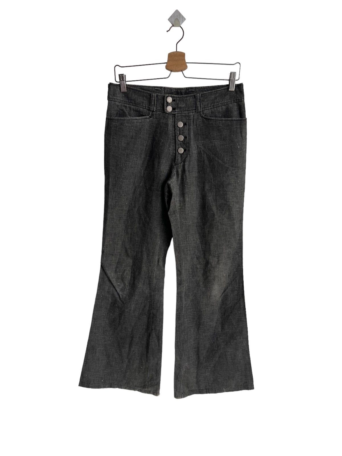 Tornado Mart 1990s Tornado Mart 🇯🇵 Super Flare Low Rise Hem Linen Pants Size US 30 / EU 46 - 4 Thumbnail