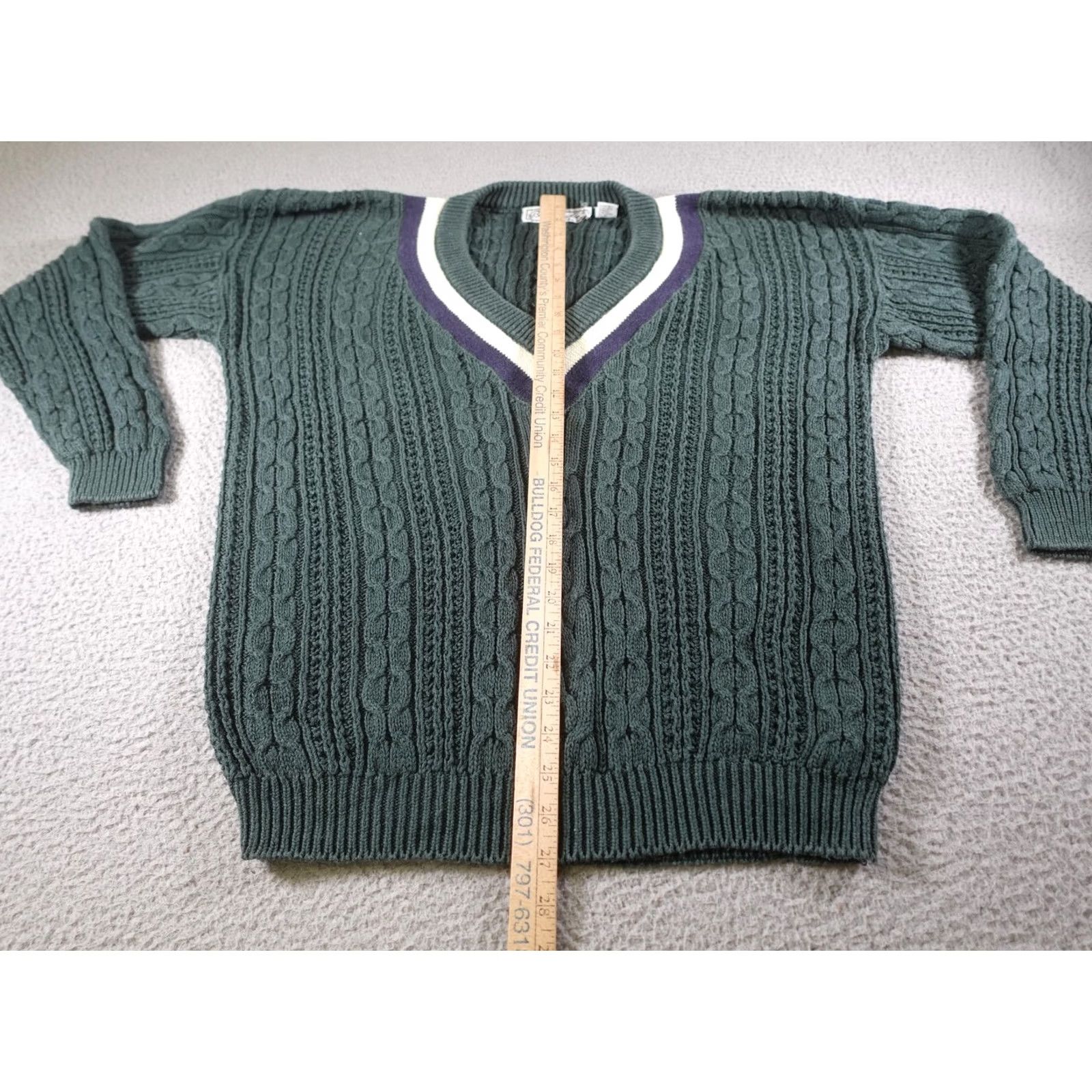 Bugle Boy VINTAGE Bugle Boy Sweater Mens L Green Cable-Knit Preppy Size US L / EU 52-54 / 3 - 4 Thumbnail