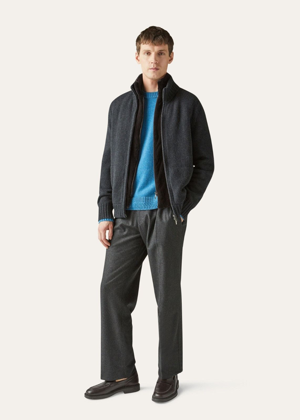Loro Piana o1srvl11e1224 Girocollo Crewneck Sweater in Blue Size US L / EU 52-54 / 3 - 4 Thumbnail