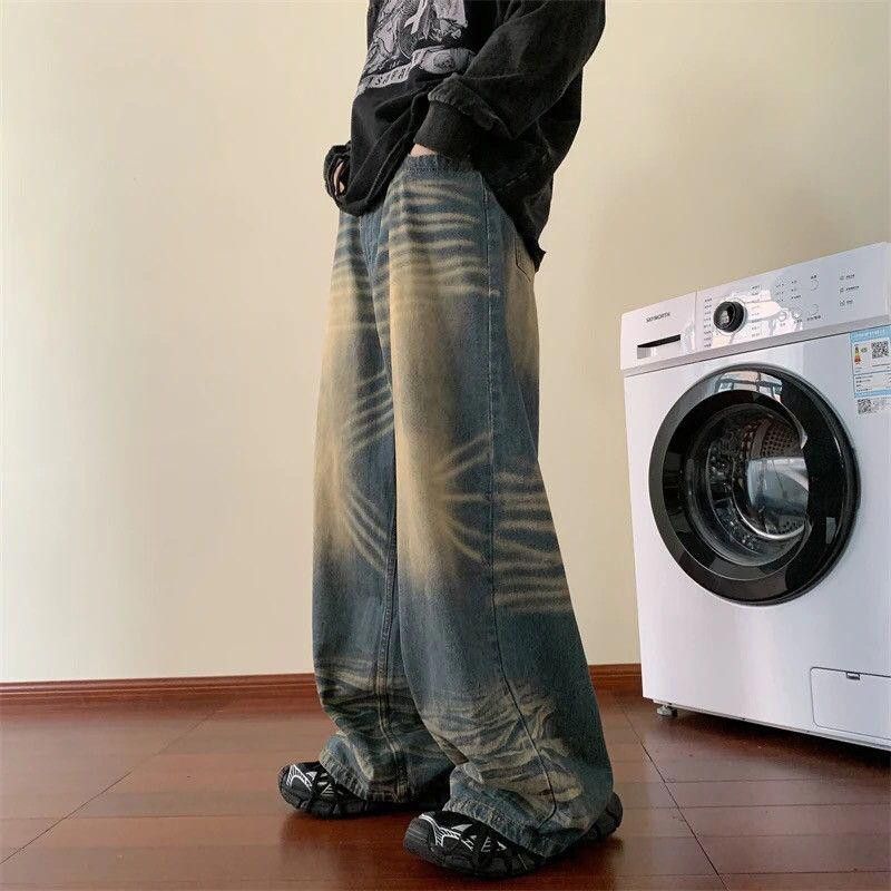 Vintage Baggy Whiskered Washed Wide Leg Denim Jeans Size US 30 / EU 46 - 3 Thumbnail