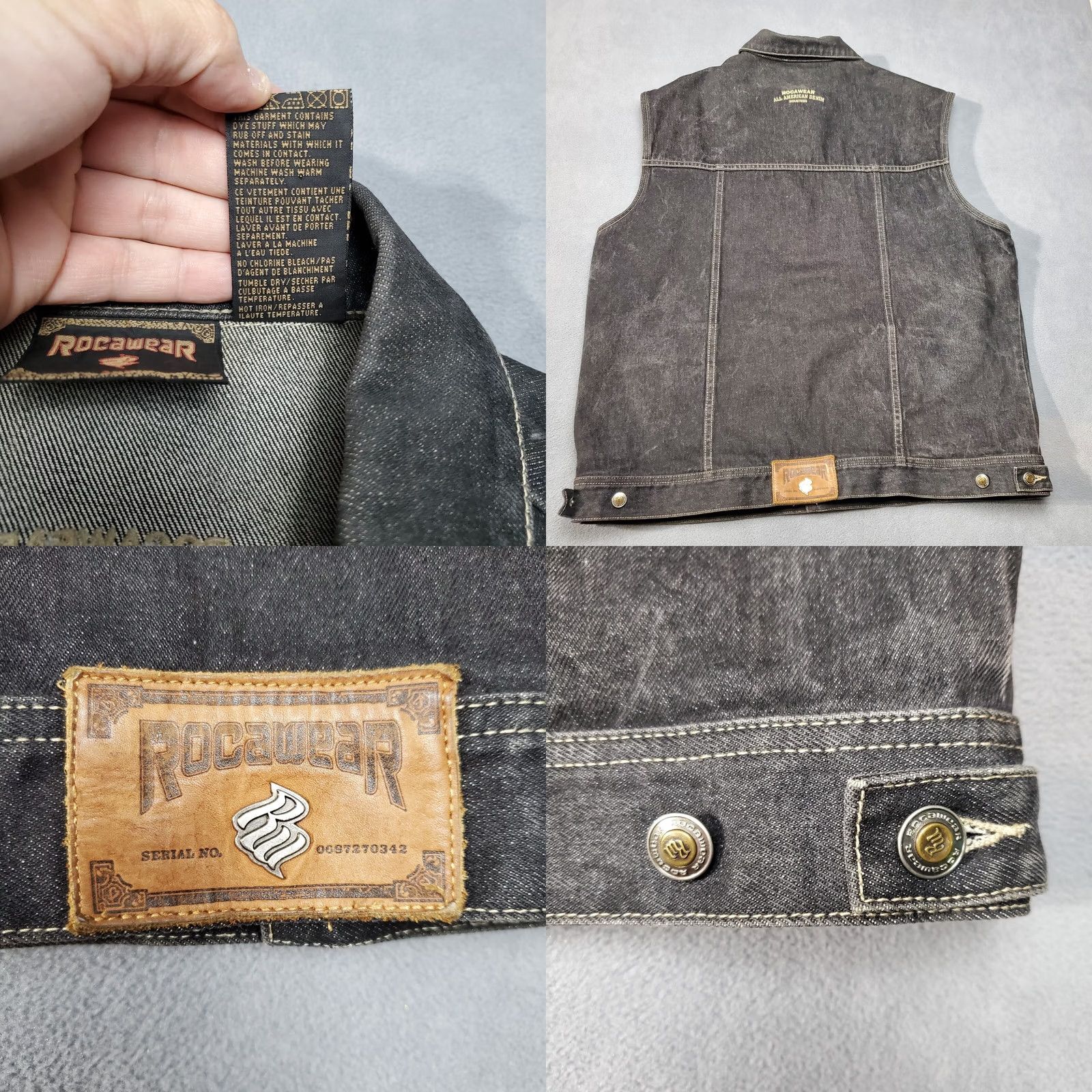 Rocawear VINTAGE Rocawear Vest Jacket Mens 2XL Black Denim 90s Hip Hop Y2K Leather Patch Size US XXL / EU 58 / 5 - 8 Thumbnail