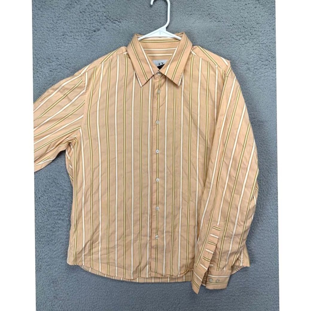 Armani Exchange Armani Exchange Shirt Mens Large Orange Balanced Striped Nylon Blend Button Down Size US L / EU 52-54 / 3 - 3 Thumbnail