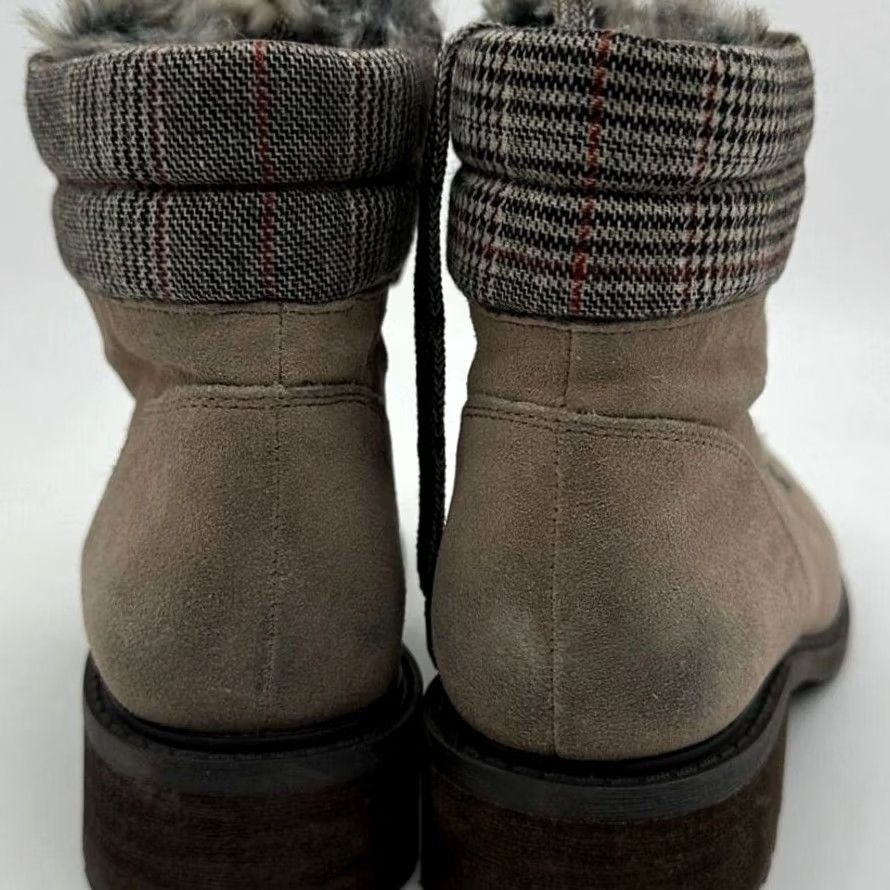 Sam Edelman Sam Edelman Darrah Boots Womens 9 Beige Wool Blend Faux Fur Trimmed Ankle Suede Bootie Casual Winter Outdoor Walking Comfort Mens? Size US 9 / IT 39 - 3 Thumbnail