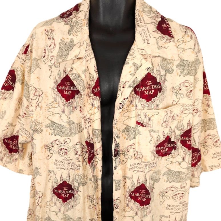 Vintage Harry Potter Camp Shirt Mens Size 2XL Marauders Map All Over Print HANDMADE Size US XXL / EU 58 / 5 - 2 Thumbnail