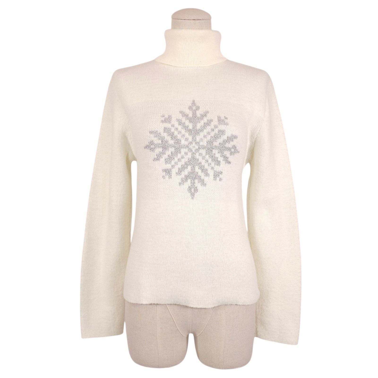 Other Vintage Girlfriends LA Glitter Snowflake Turtleneck Sweater Size S / US 4 / IT 40 - 1 Thumbnail