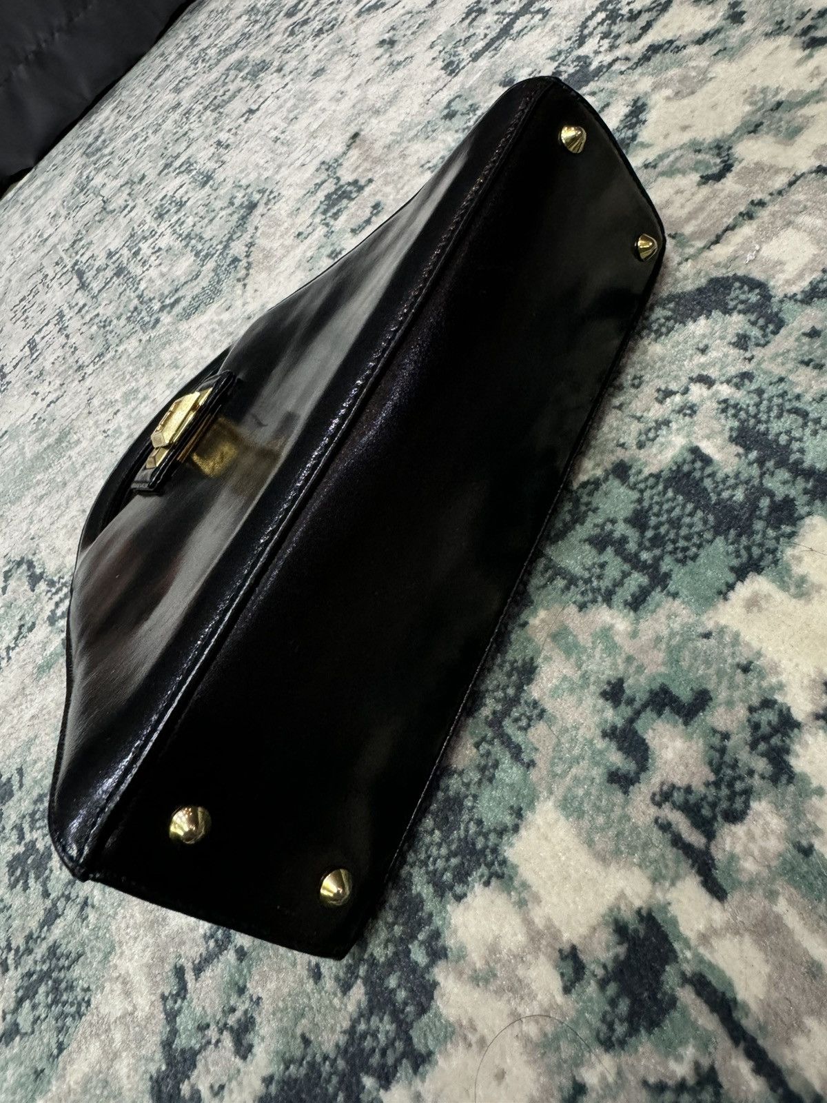 Japanese Brand VINTAGE LINEA DOPPIO LEATHER EVENING HANDLE BAG Size ONE SIZE - 6 Thumbnail