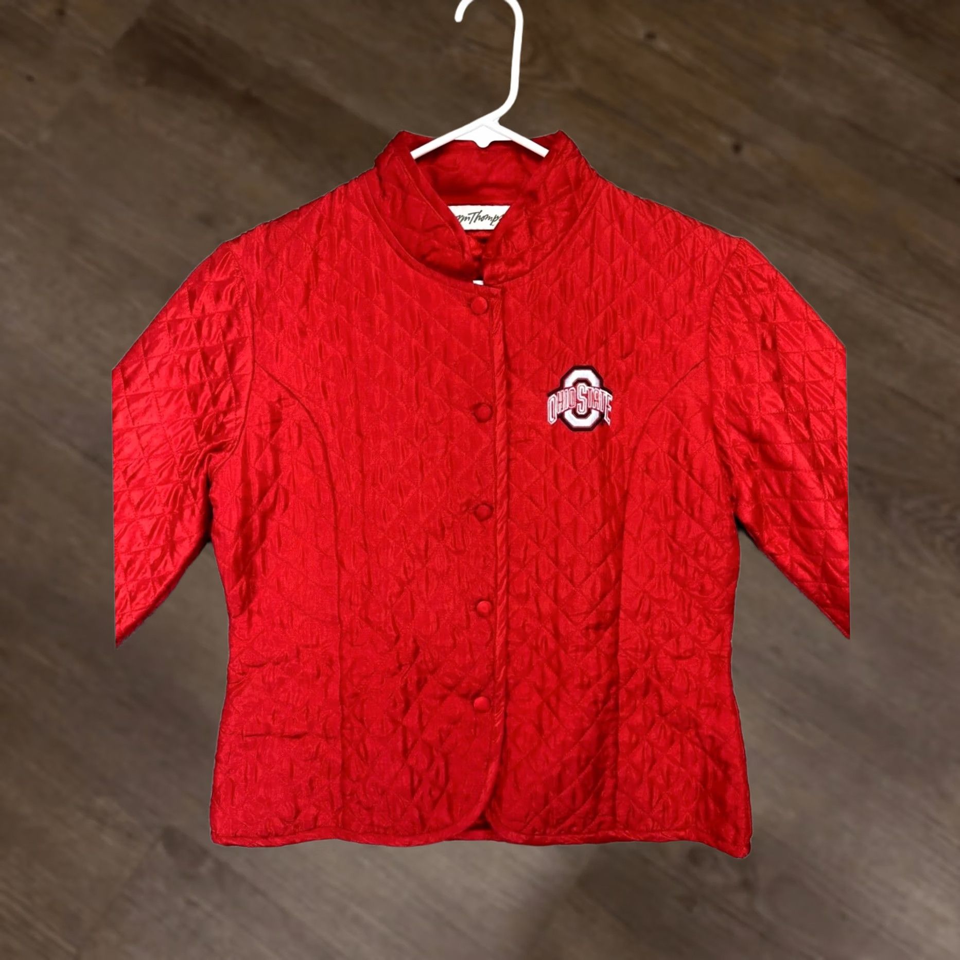 Jim Thompson Norm Thompson Jacket Women Medium Red Ohio State Buckeyes Silk Quilted Button Up Size M / US 6-8 / IT 42-44 - 1 Thumbnail
