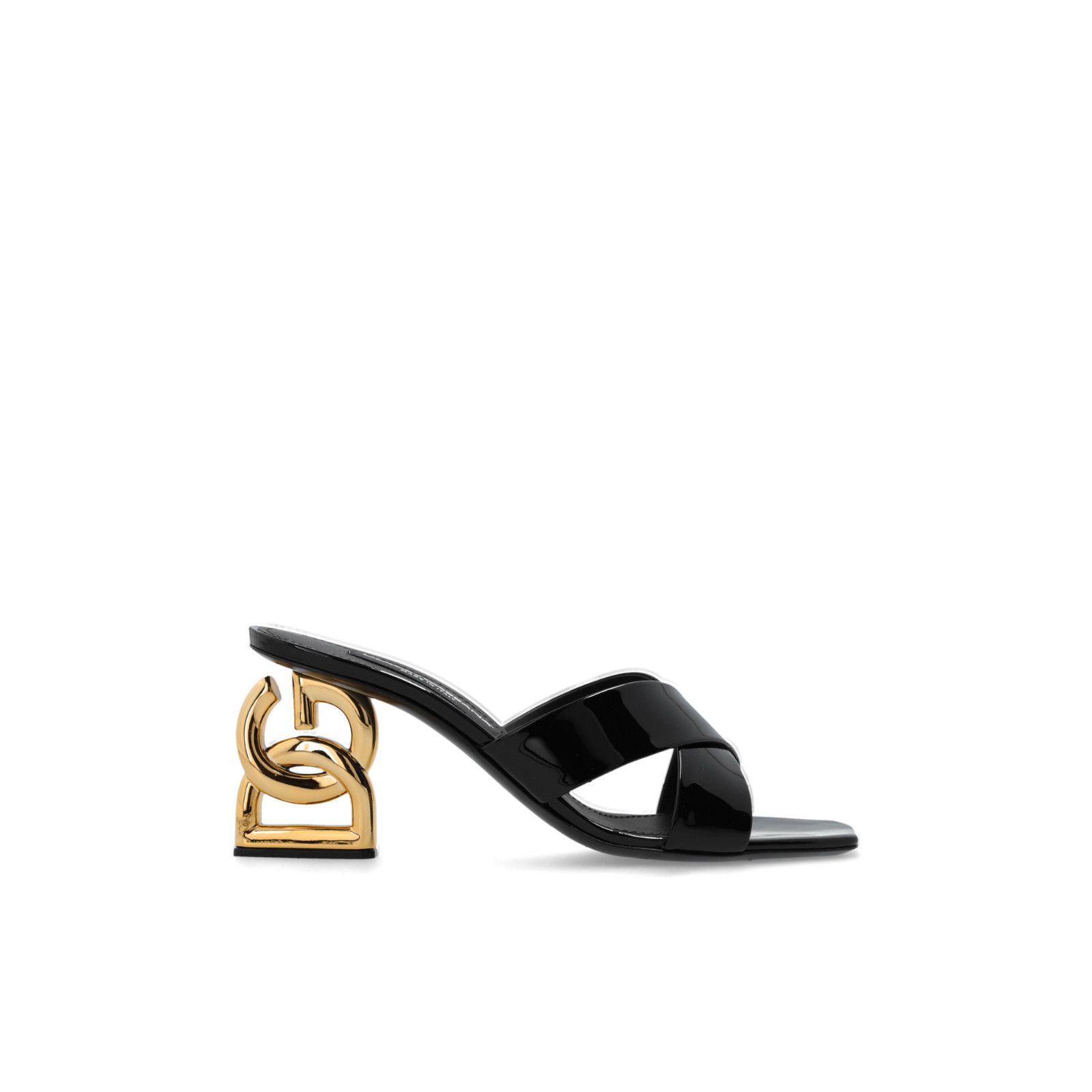 DOLCE&GABBANA Black Leather 90mm Heel Slides New & Authentic