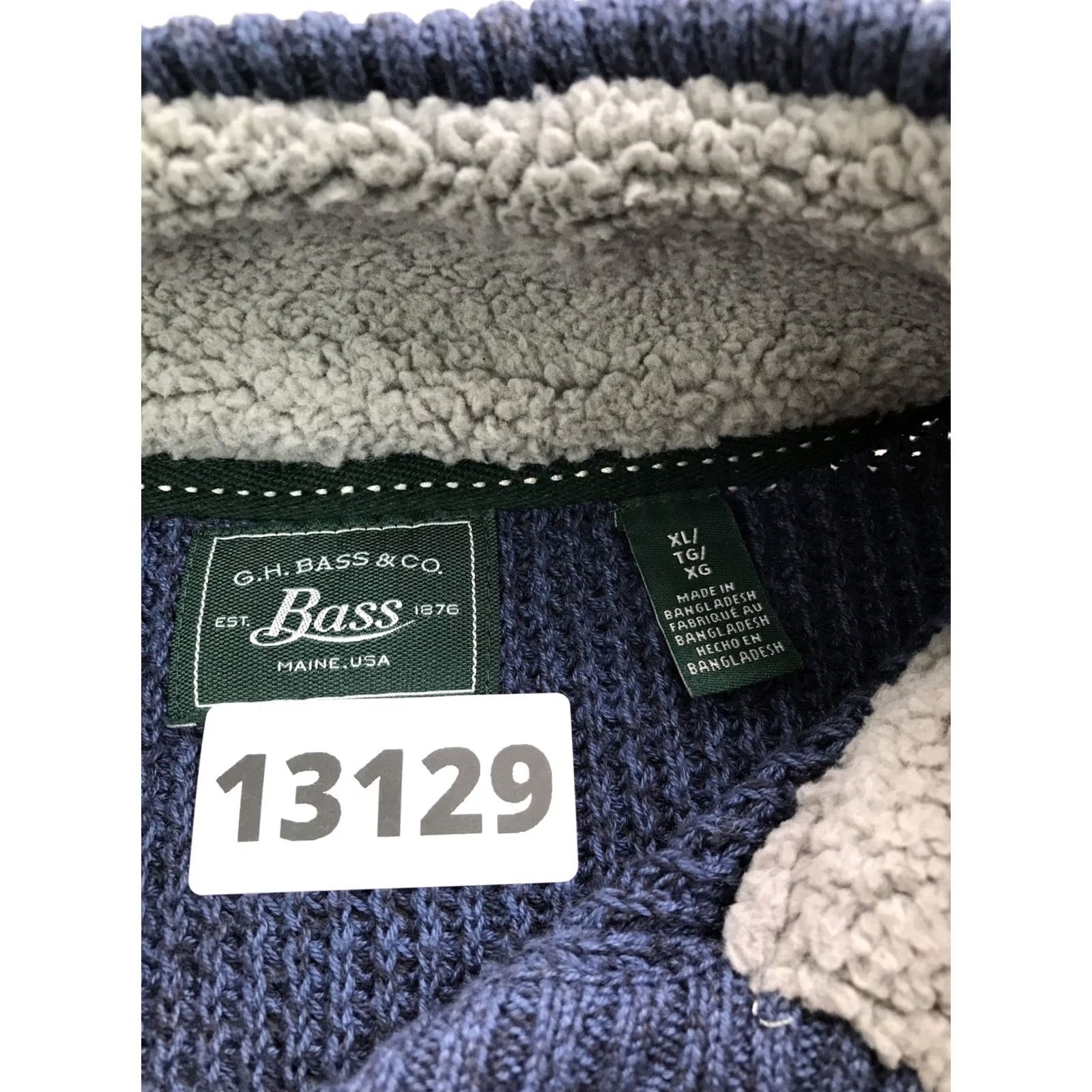 Vintage G.H. Bass & Co Knit Quarter Button Mock Neck Sweater XL Men Blue Cotton Blend NWT Pullover Size US XL / EU 56 / 4 - 4 Thumbnail